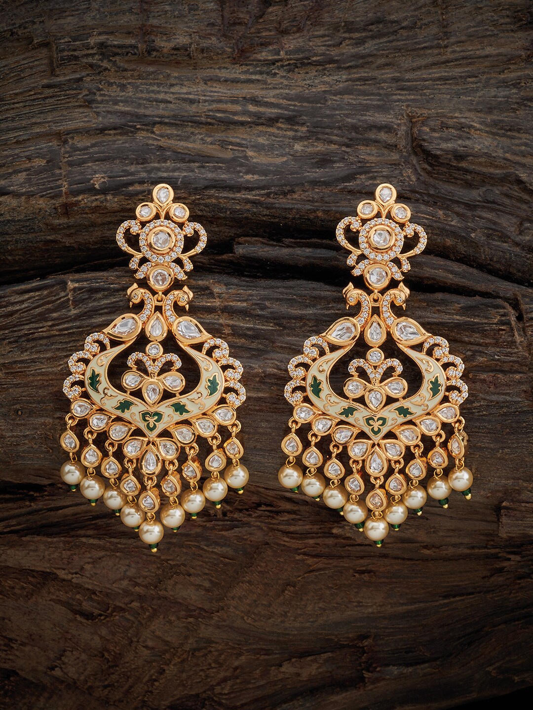 

Kushal's Fashion Jewellery Kundan Studded & Beads Beaded Classic Drop Earrings, Gold