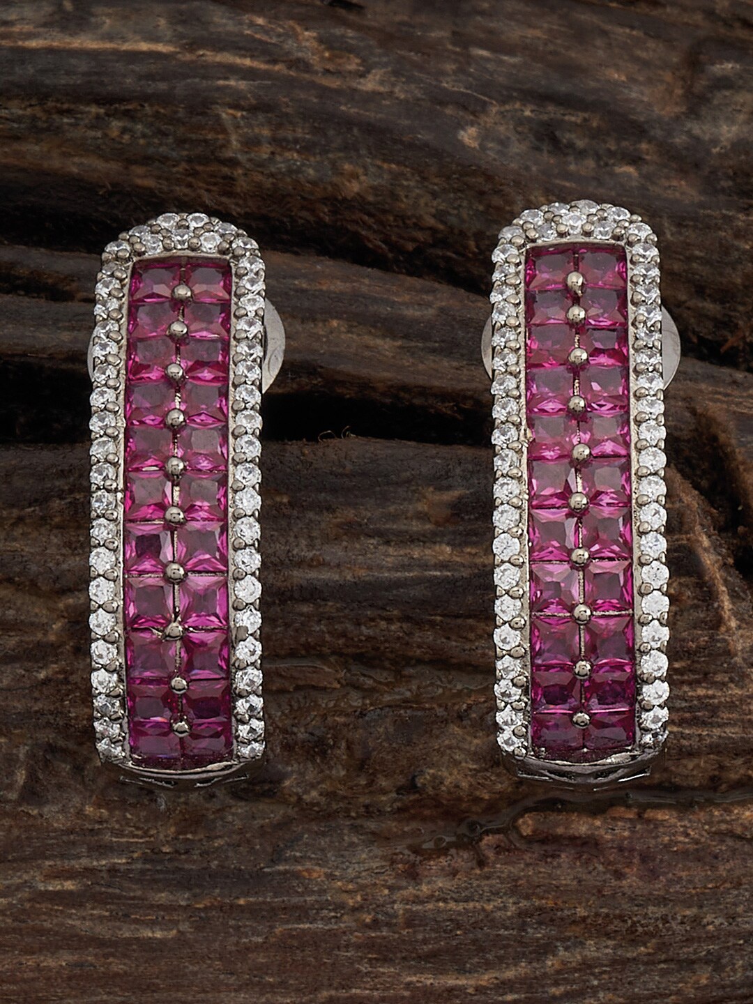 

Kushal's Fashion Jewellery Rhodium-Plated Cubic Zirconia Studded Classic Studs Earrings, Silver