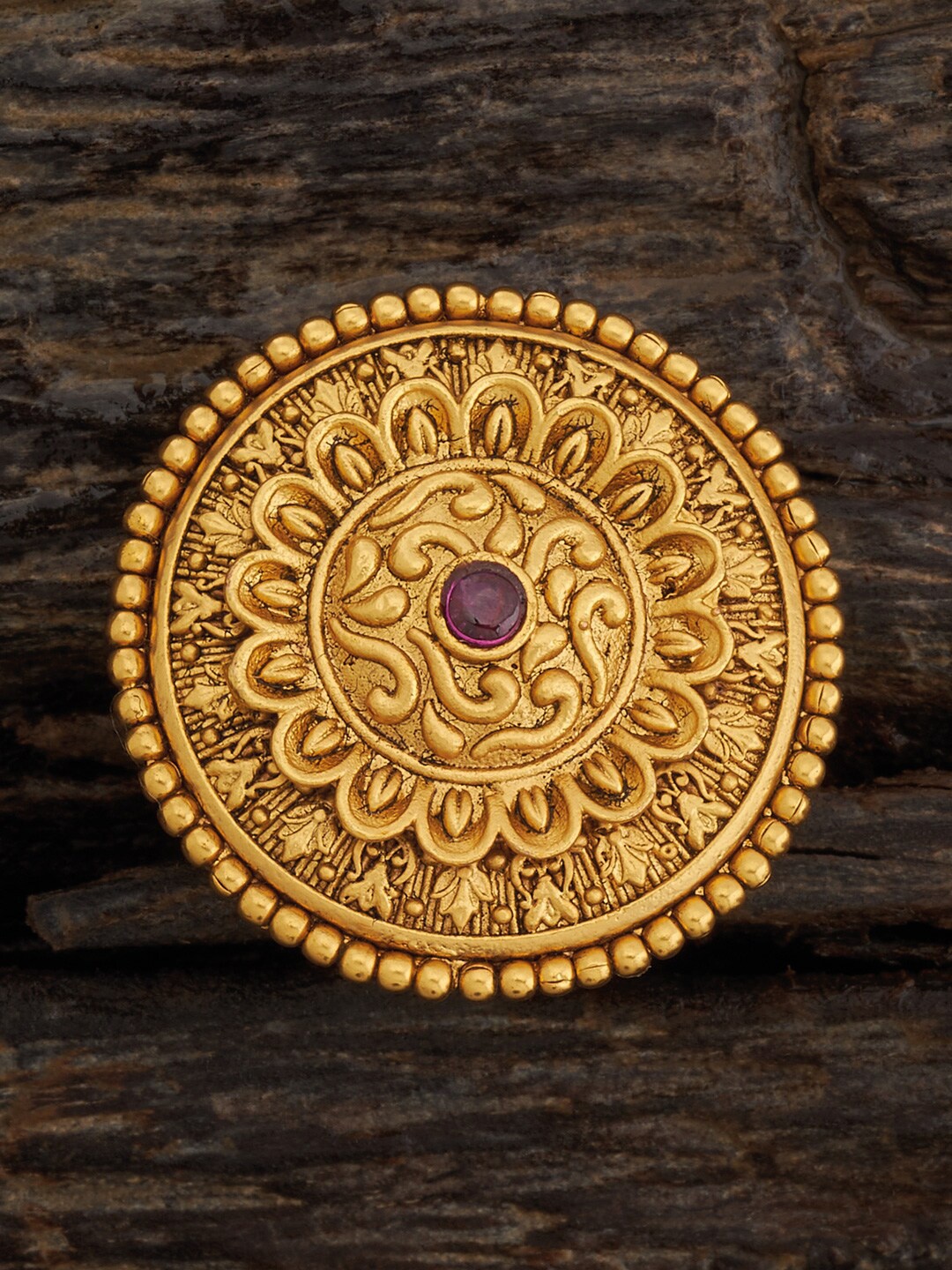 

Kushal's Fashion Jewellery Gold-Plated Stones-Studded Finger Ring