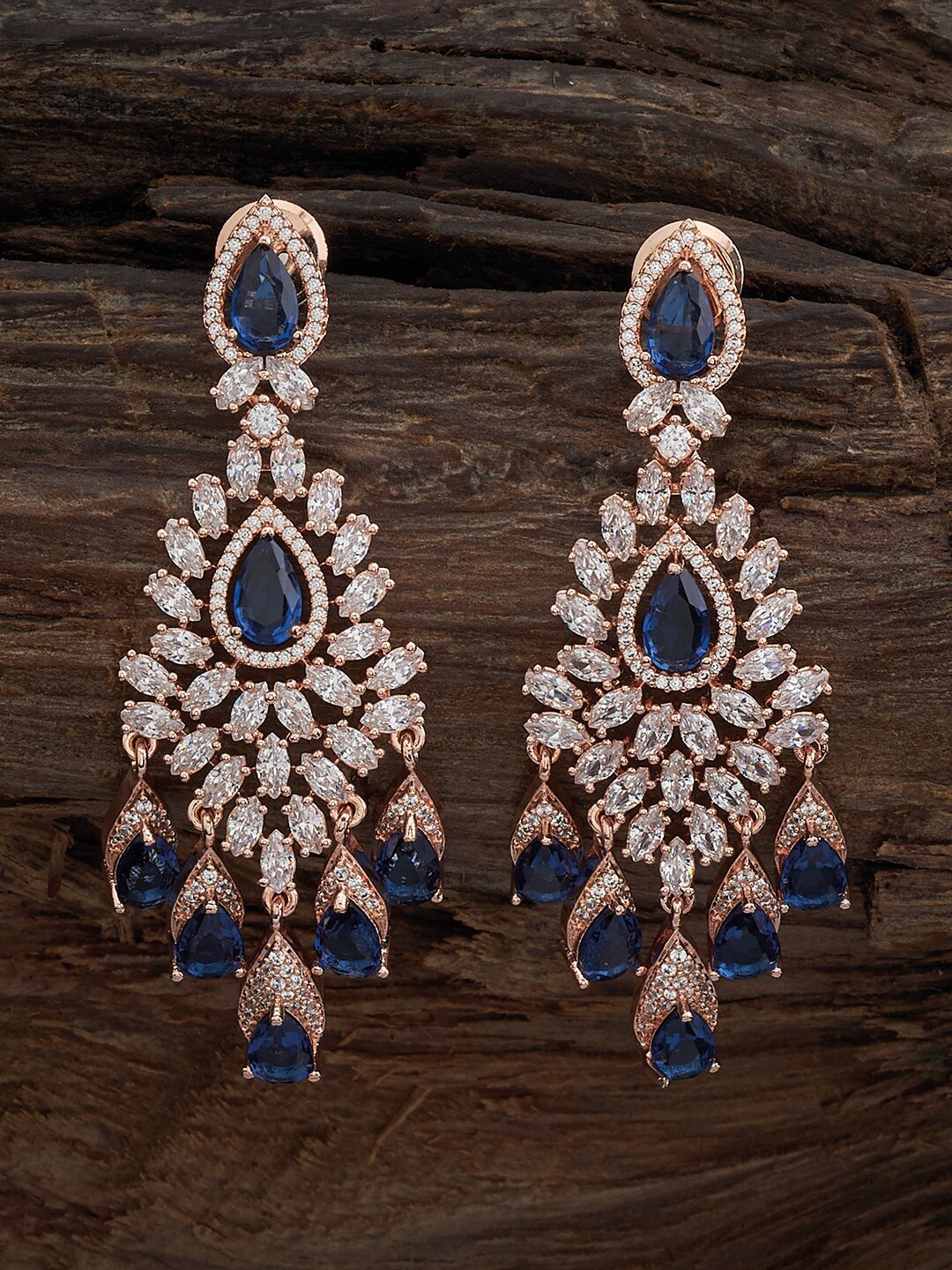 

Kushal's Fashion Jewellery Rose Gold-Plated Cubic Zirconia Studded Classic Drop Earrings