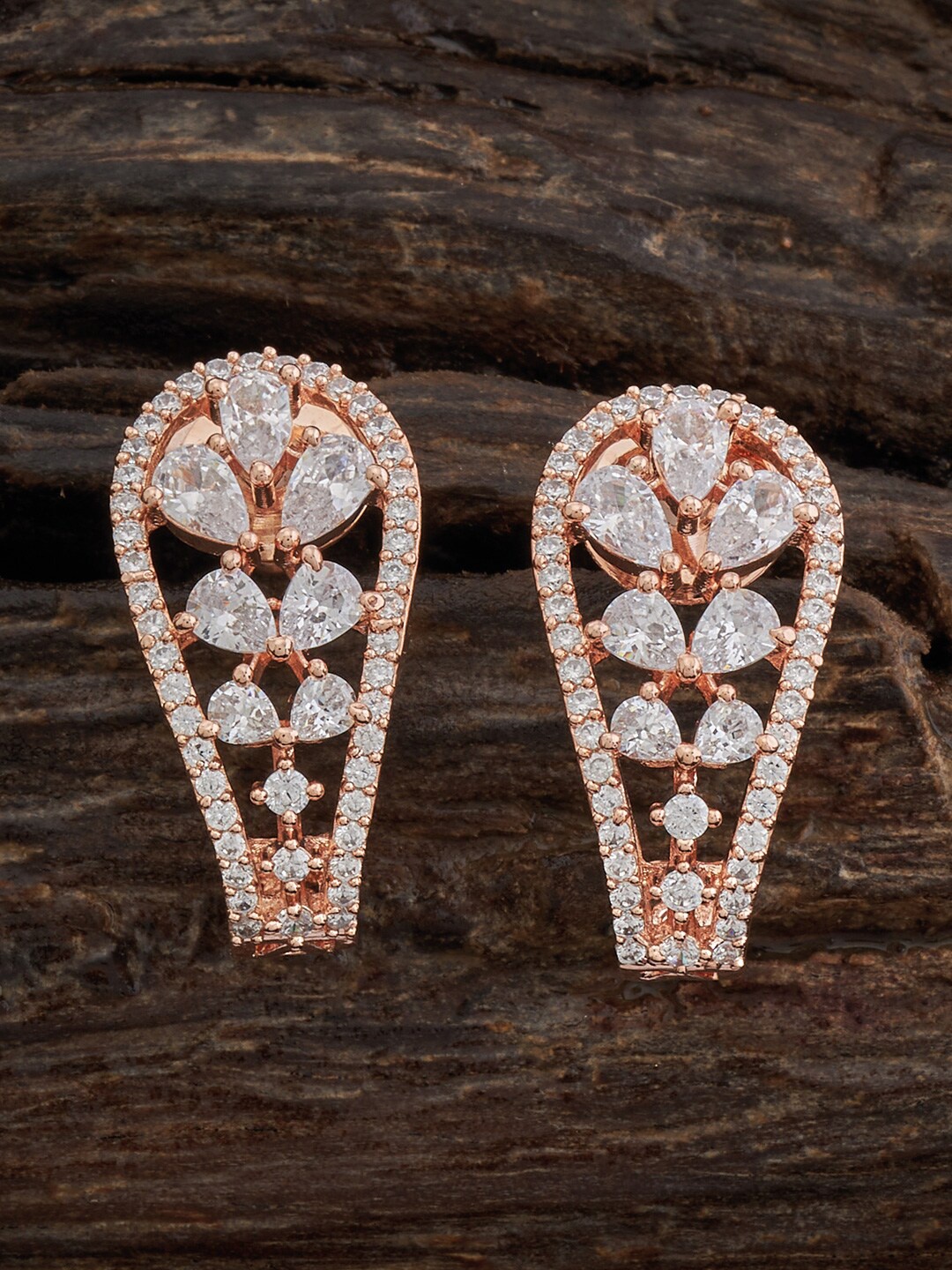 

Kushal's Fashion Jewellery Rose Gold-Plated Cubic Zirconia Studded Classic Studs Earrings