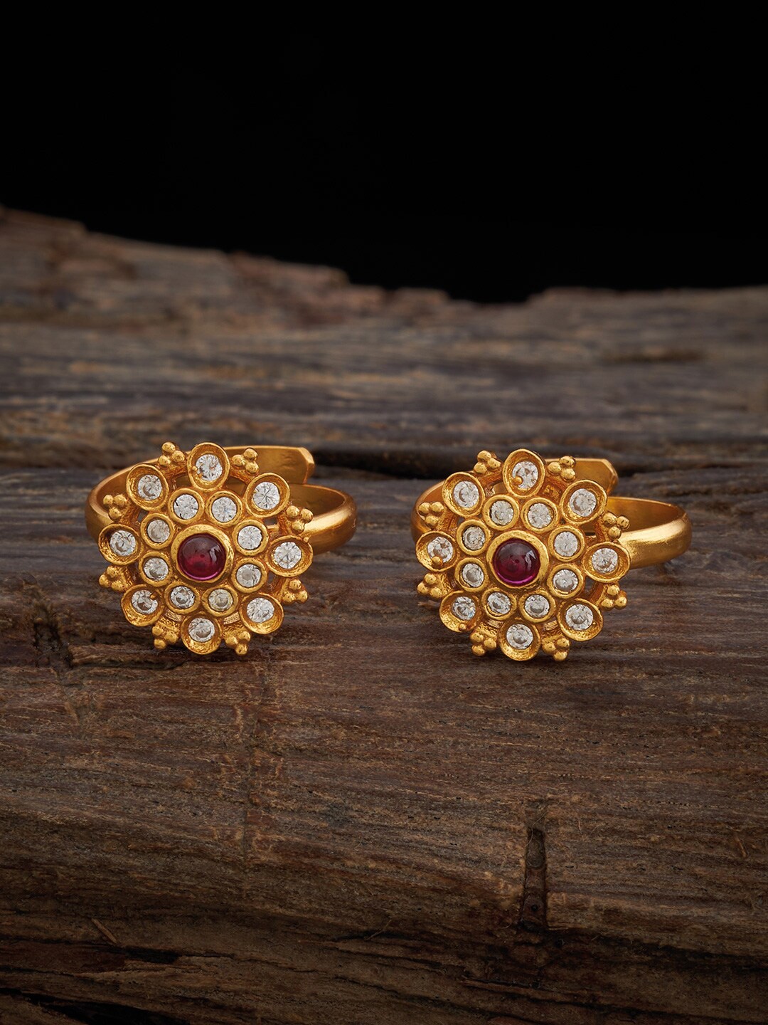 

Kushal's Fashion Jewellery Set Of 2 Gold Plated Silver Toe Rings