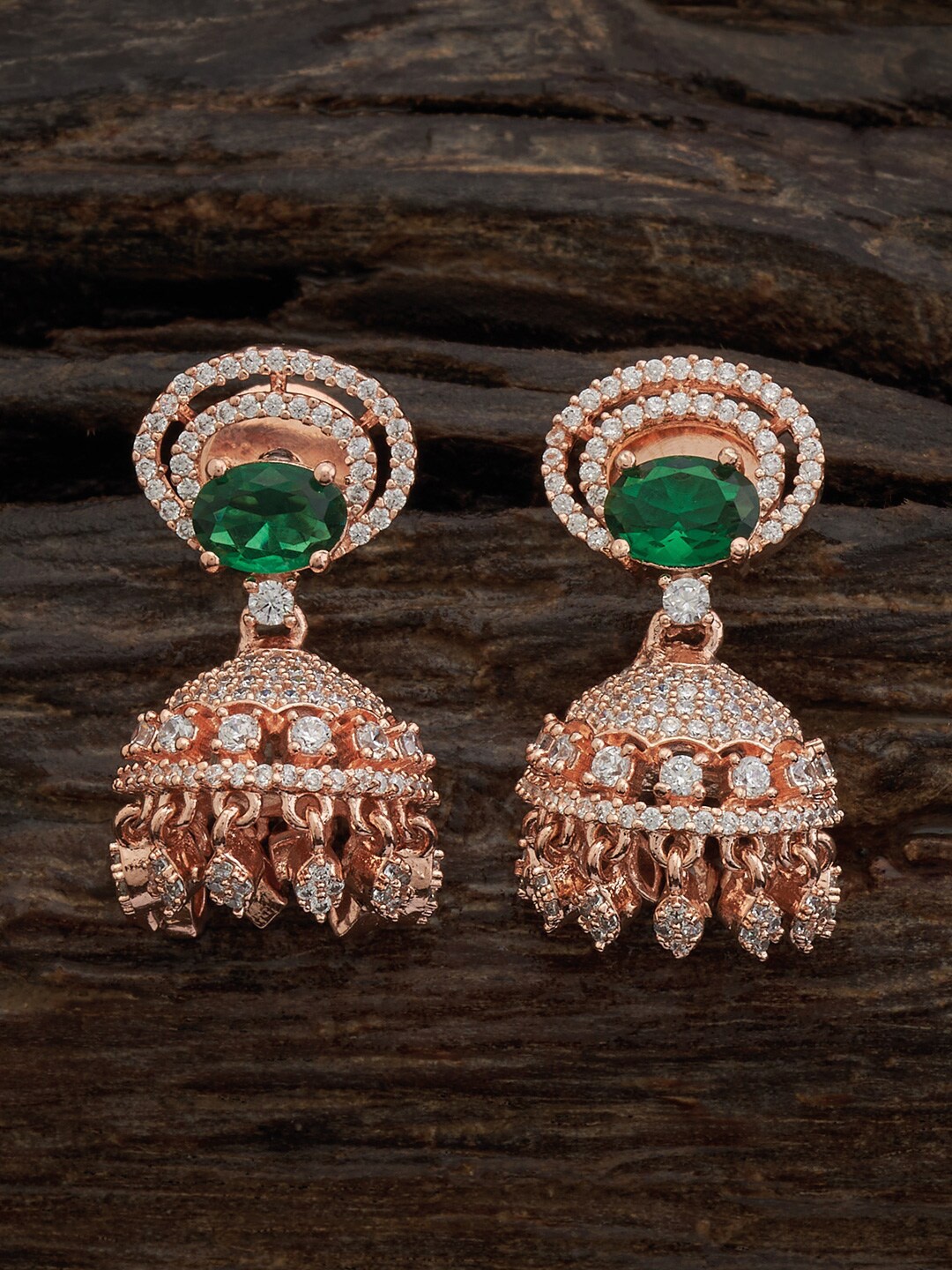 

Kushal's Fashion Jewellery Rose Gold-Plated Dome Shaped Jhumkas