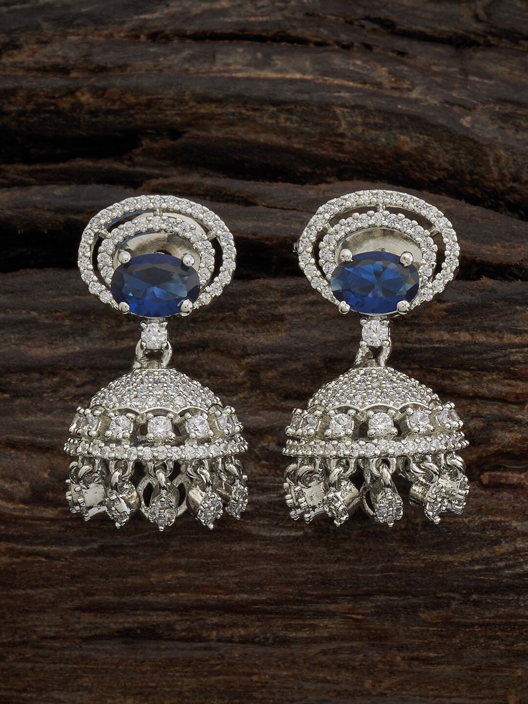 

Kushal's Fashion Jewellery Rhodium-Plated Dome Shaped Jhumkas, Silver