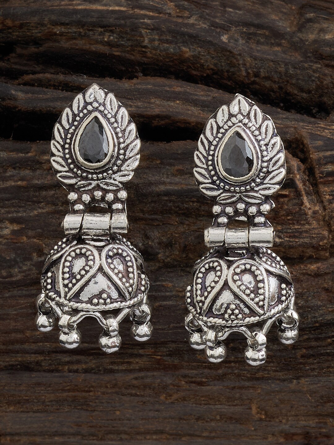 

Kushal's Fashion Jewellery Rhodium-Plated Classic Jhumkas, Black