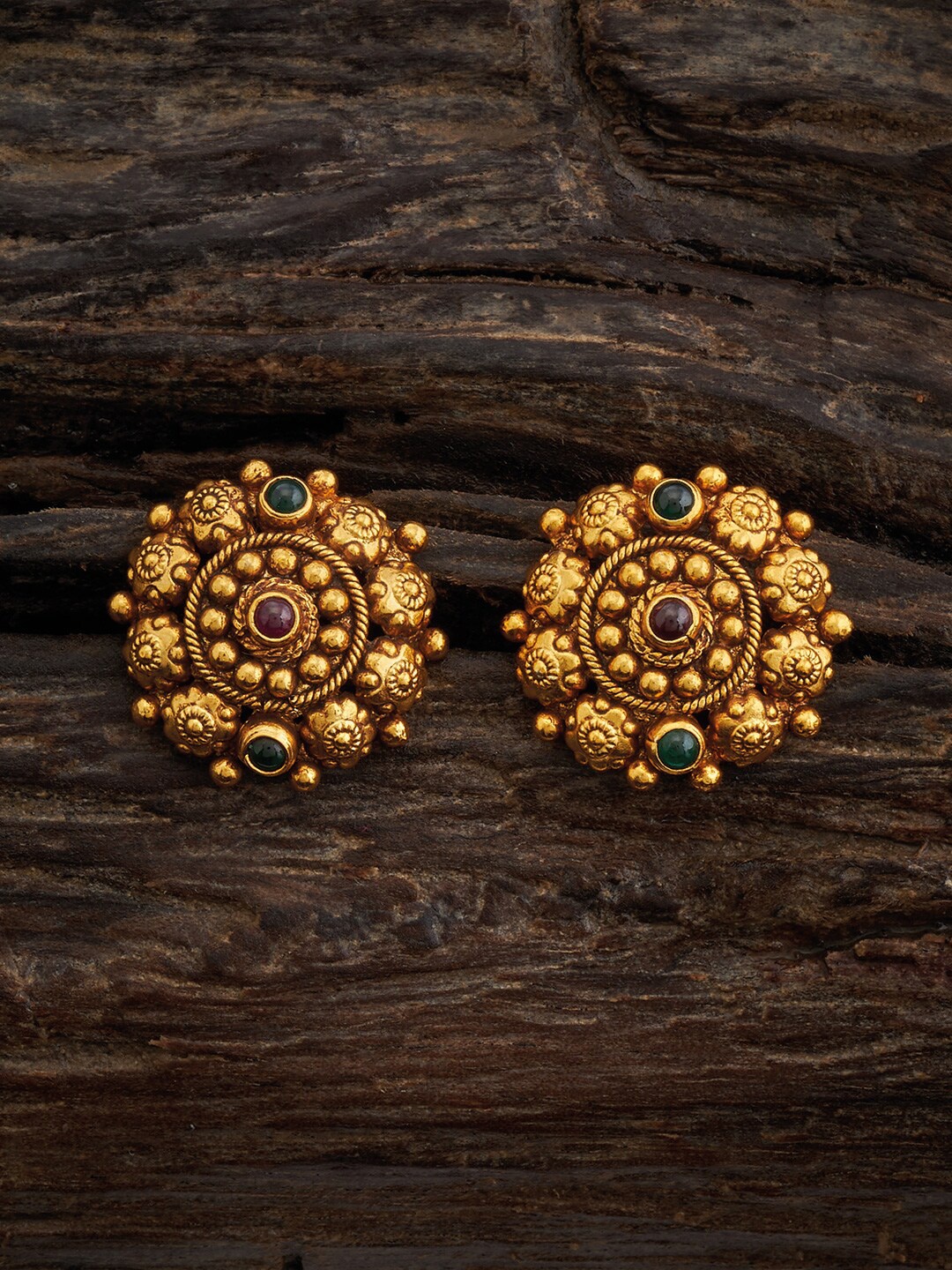 

Kushal's Fashion Jewellery 92.5 Pure Silver Gold-Plated Classic Studs Earrings