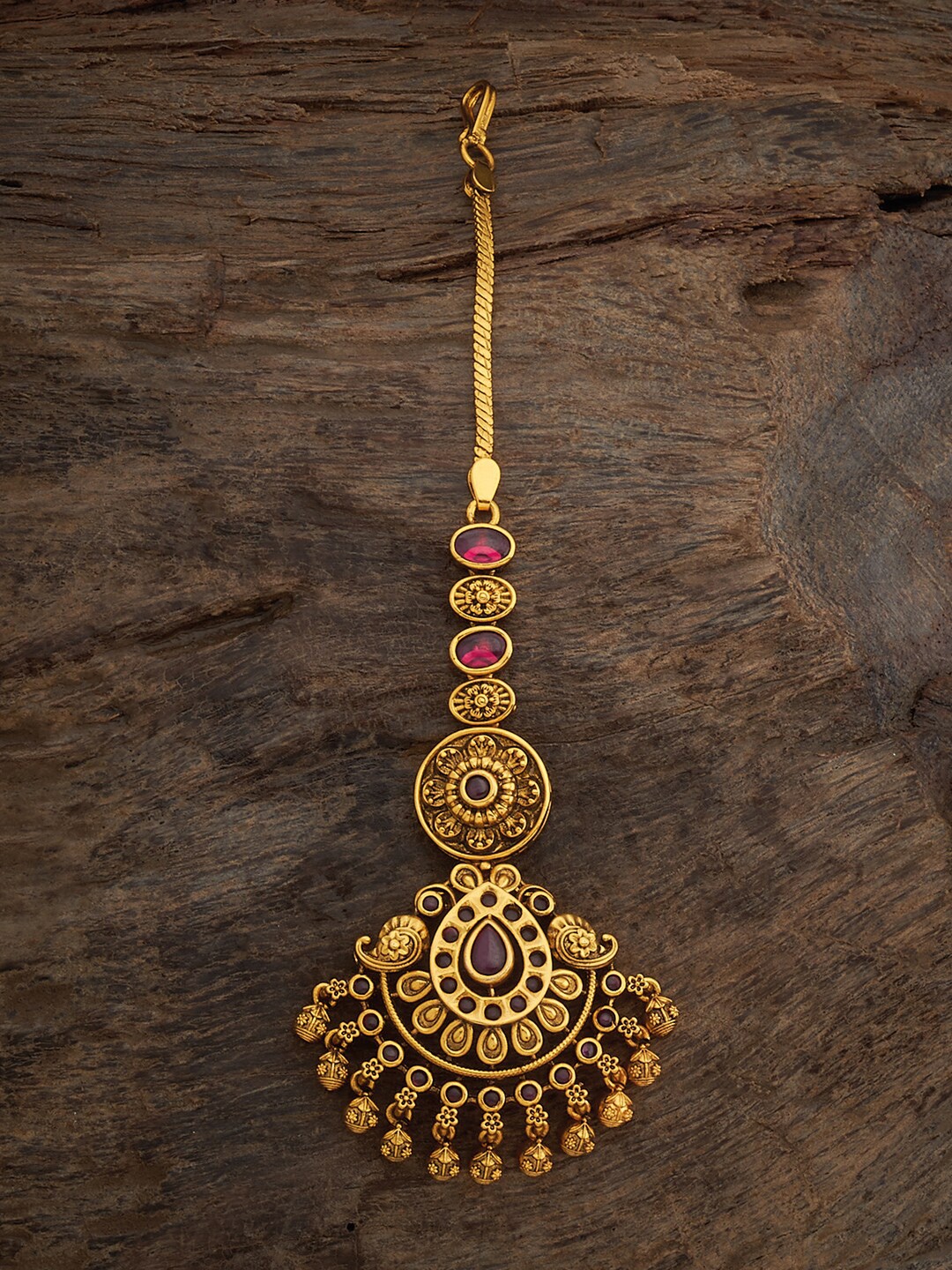 

Kushal's Fashion Jewellery Gold-Plated Stone-studded Antique Maang Tikka