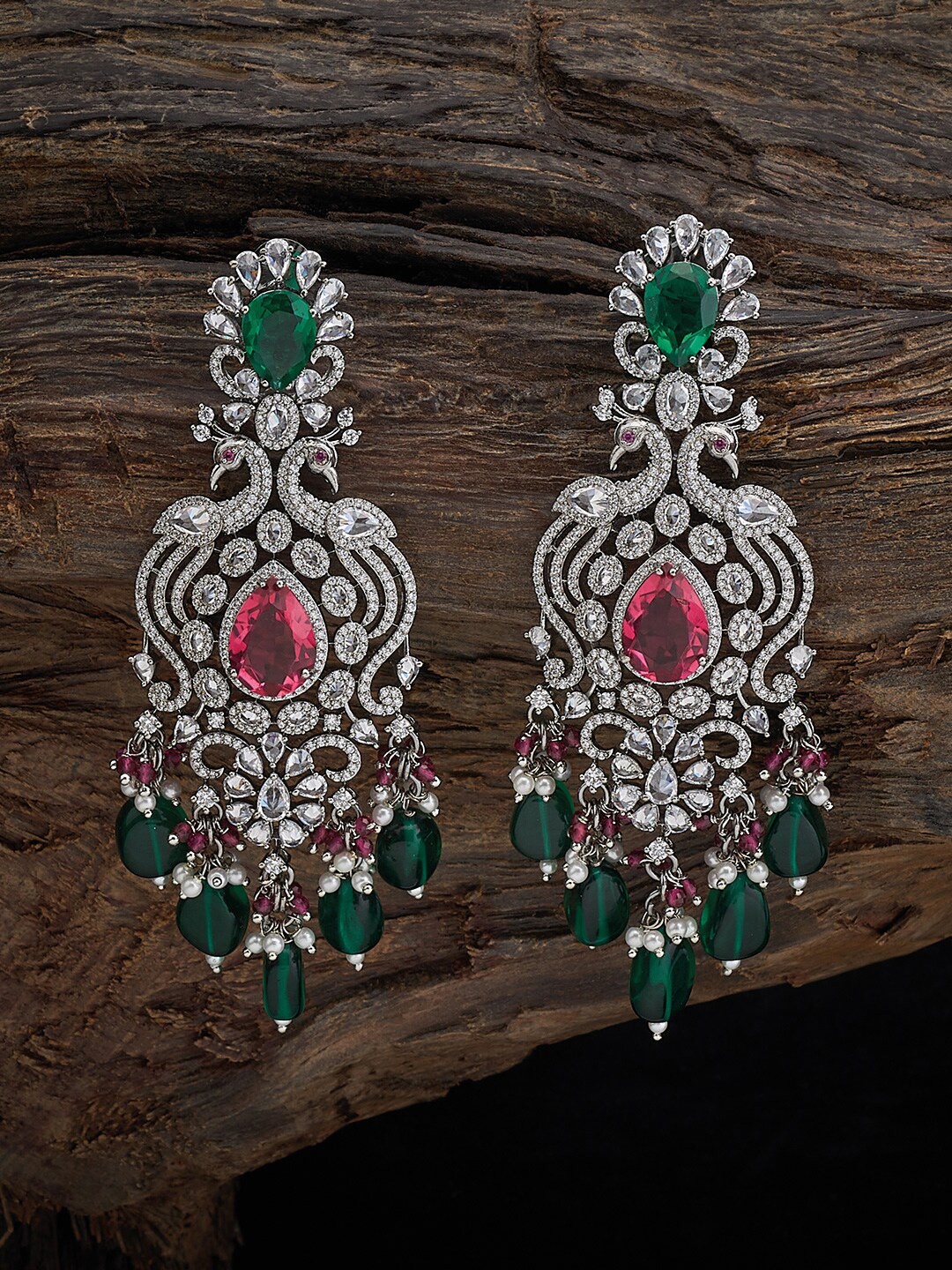 

Kushal's Fashion Jewellery Rhodium-Plated Classic Drop Earrings, Silver
