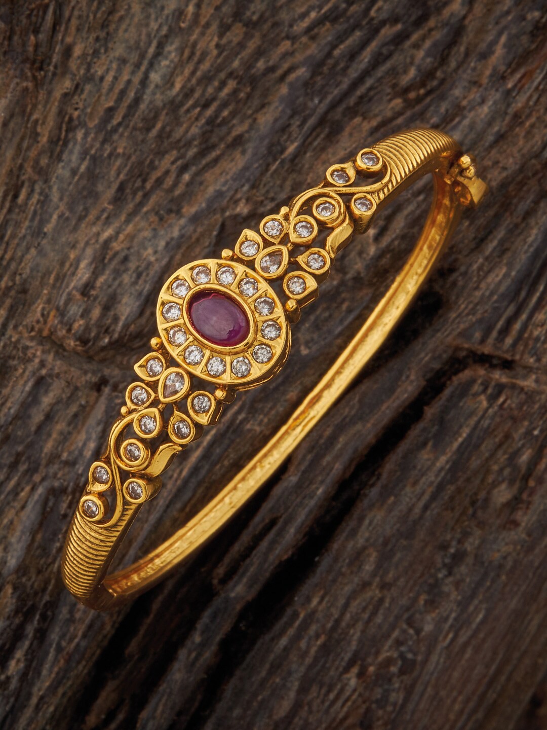 

Kushal's Fashion Jewellery Antique Gold-Plated Kada Bracelet