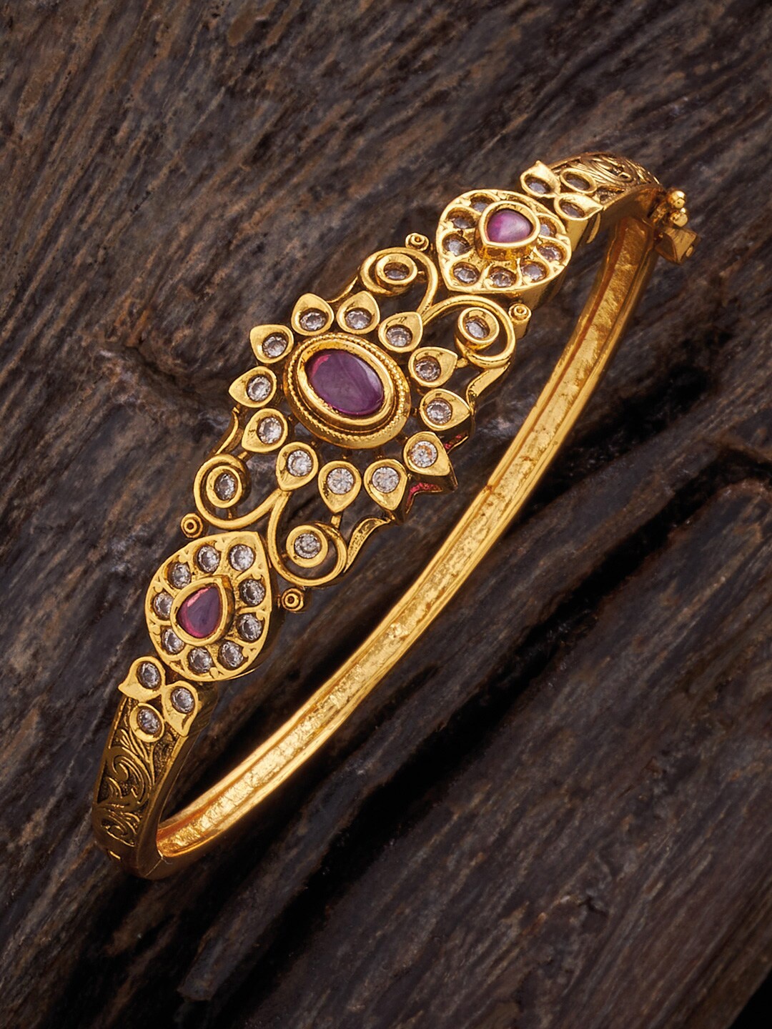 

Kushal's Fashion Jewellery Antique Gold-Plated Kada Bracelet