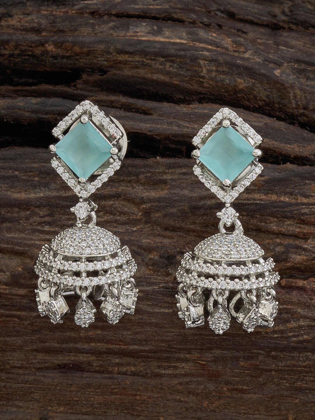 

Kushal's Fashion Jewellery Rhodium-Plated Dome Shaped Jhumkas, Silver