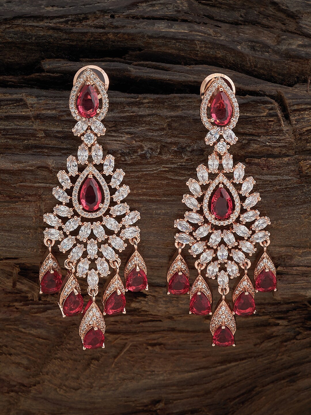 

Kushal's Fashion Jewellery Rose Gold-Plated Classic Drop Earrings, Silver