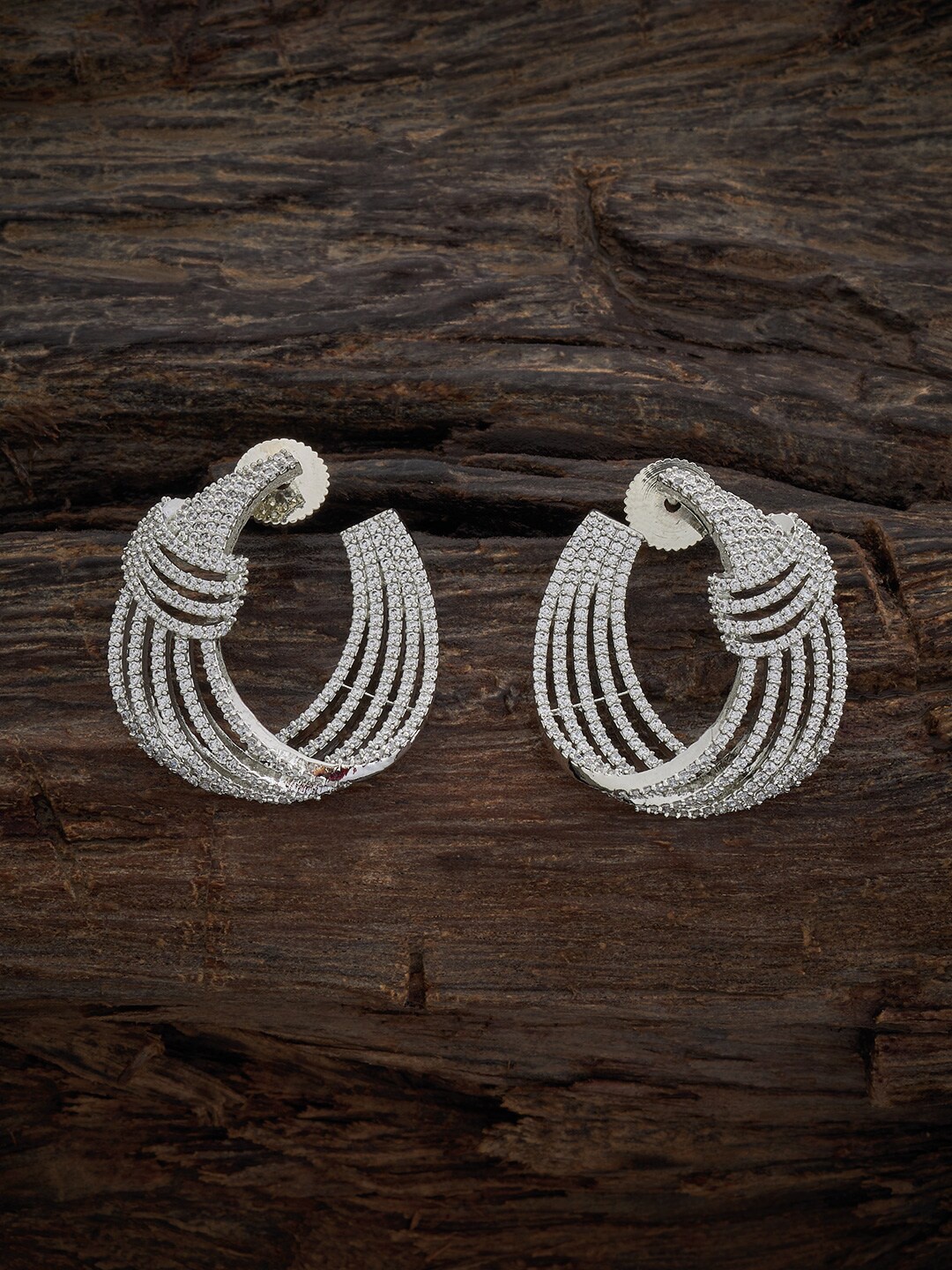 

Kushal's Fashion Jewellery Rhodium-Plated Classic Half Hoop Earrings, White