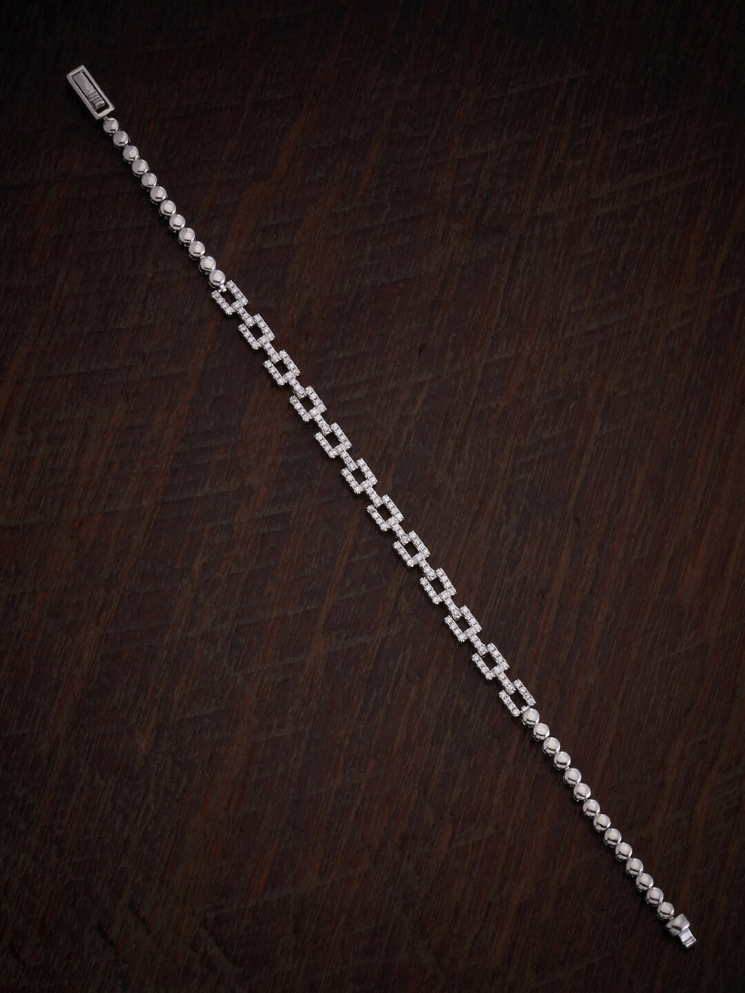 

Kushal's Fashion Jewellery Women Rhodium-Plated Zircon-Studded Wraparound Bracelet, Silver