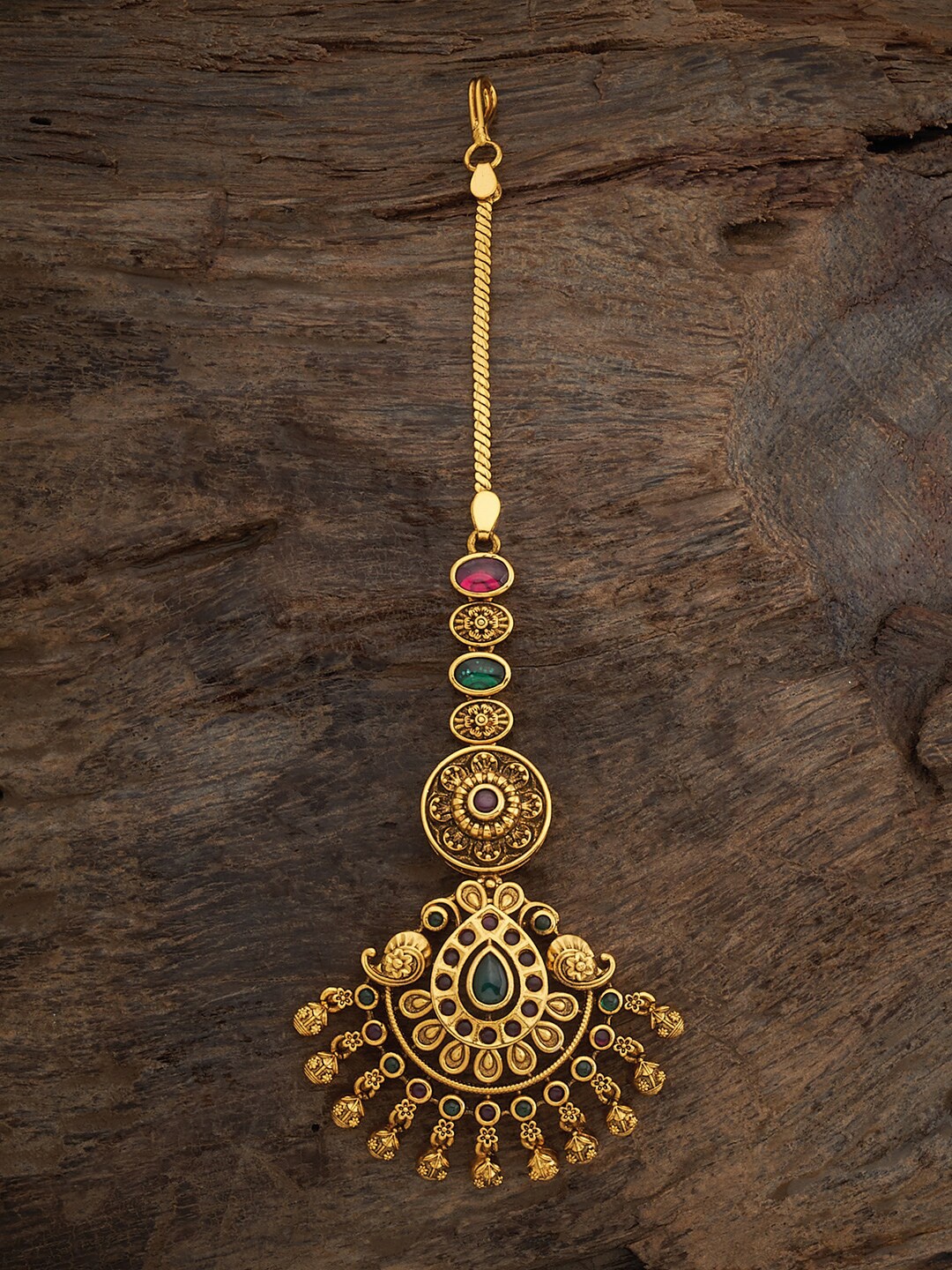 

Kushal's Fashion Jewellery Gold-Plated Stone Studded & Beaded Maang Tikka