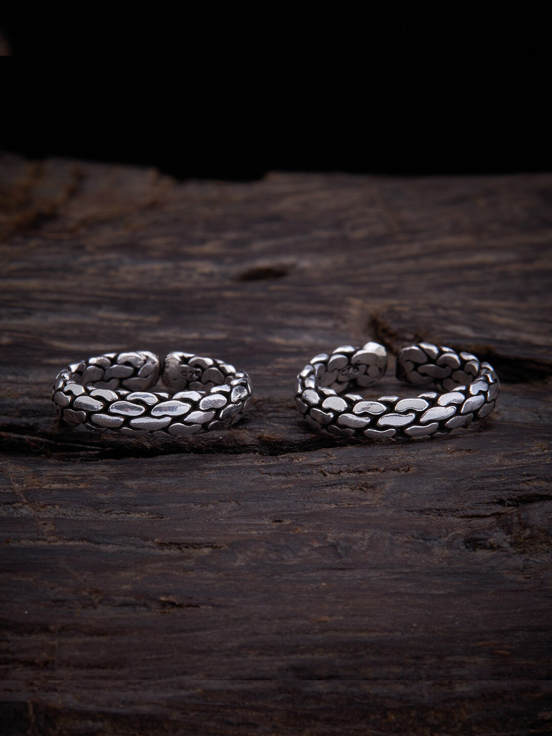 

Kushal's Fashion Jewellery Set Of 2 Silver Rhodium-Plated Toe Rings