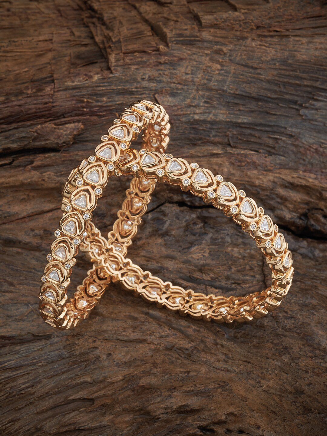 

Kushal's Fashion Jewellery Set Of 2 Gold-Plated Kundan-Studded Bangles