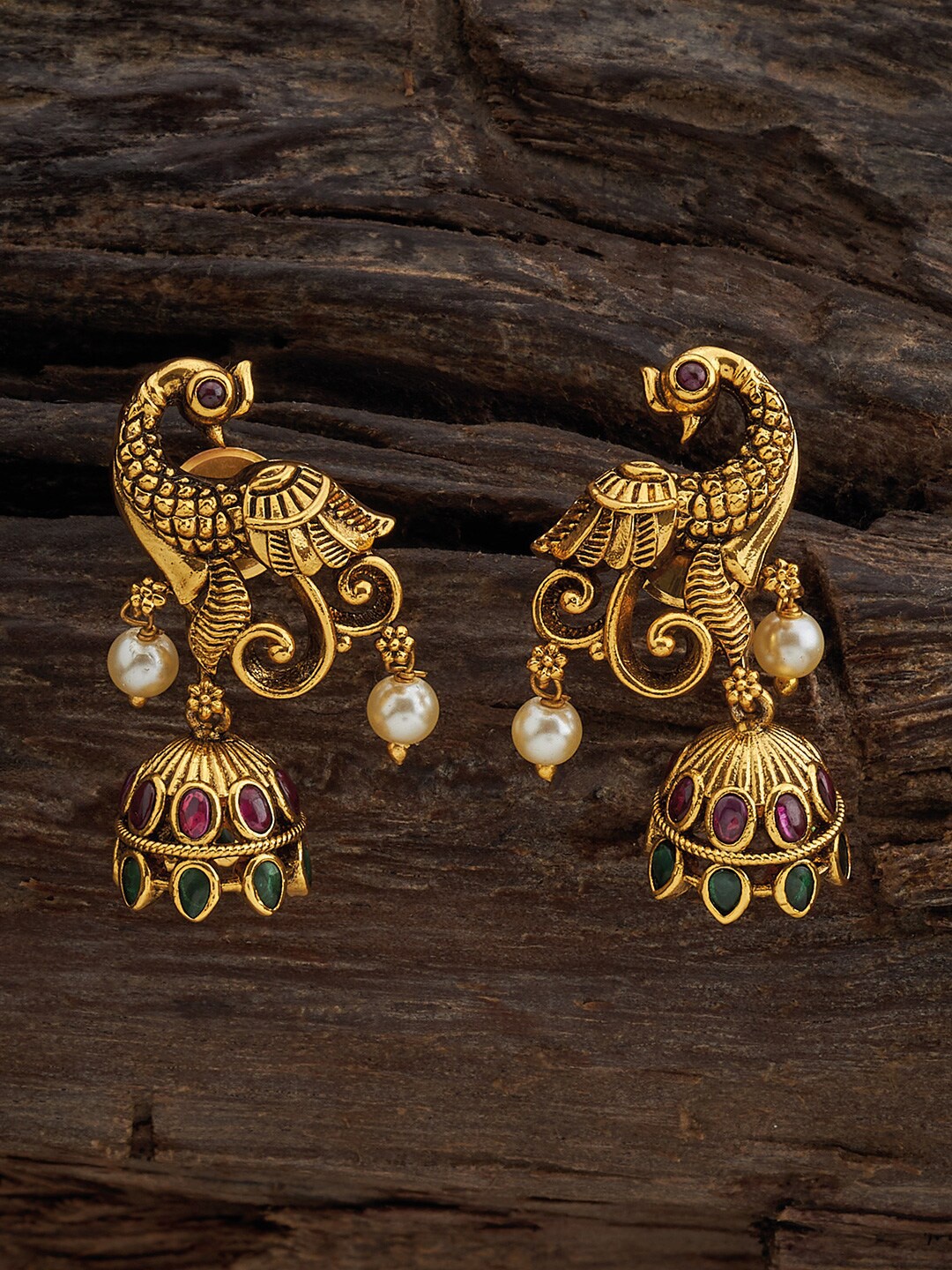 

Kushal's Fashion Jewellery Gold-Plated Dome Shaped Jhumkas