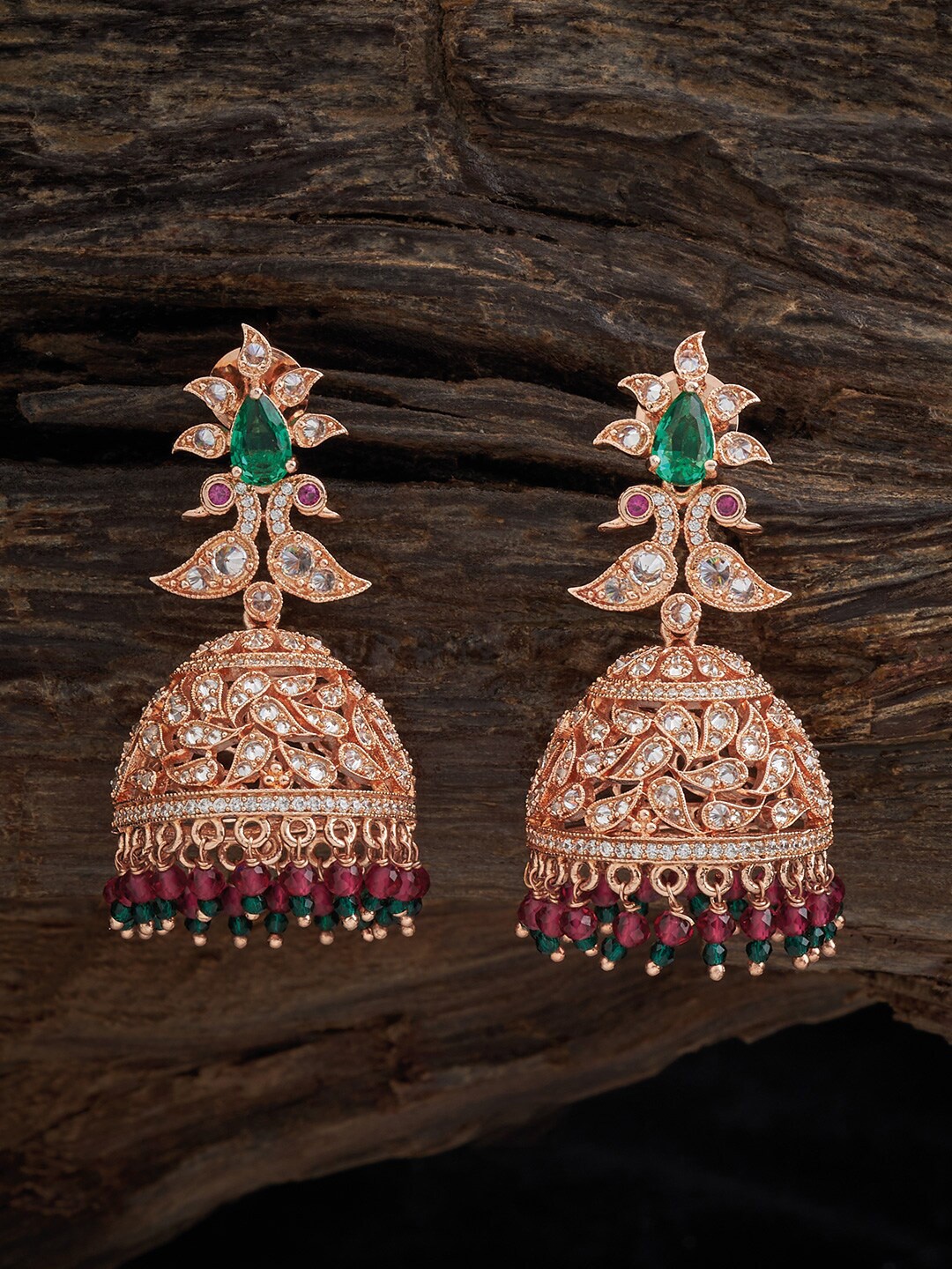 

Kushal's Fashion Jewellery Rose Gold-Plated Classic Jhumkas