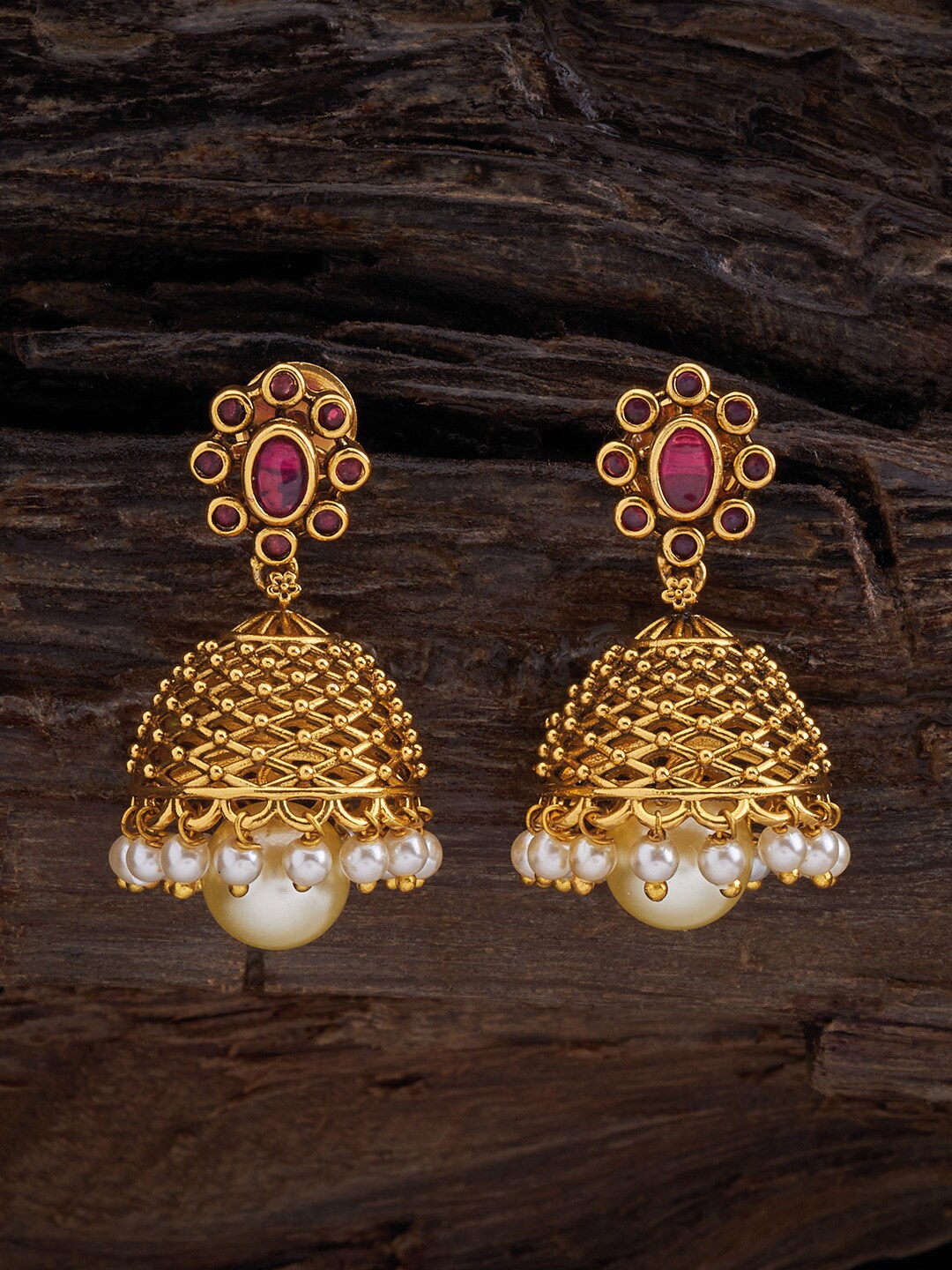 

Kushal's Fashion Jewellery Gold-Plated Dome Shaped Jhumkas