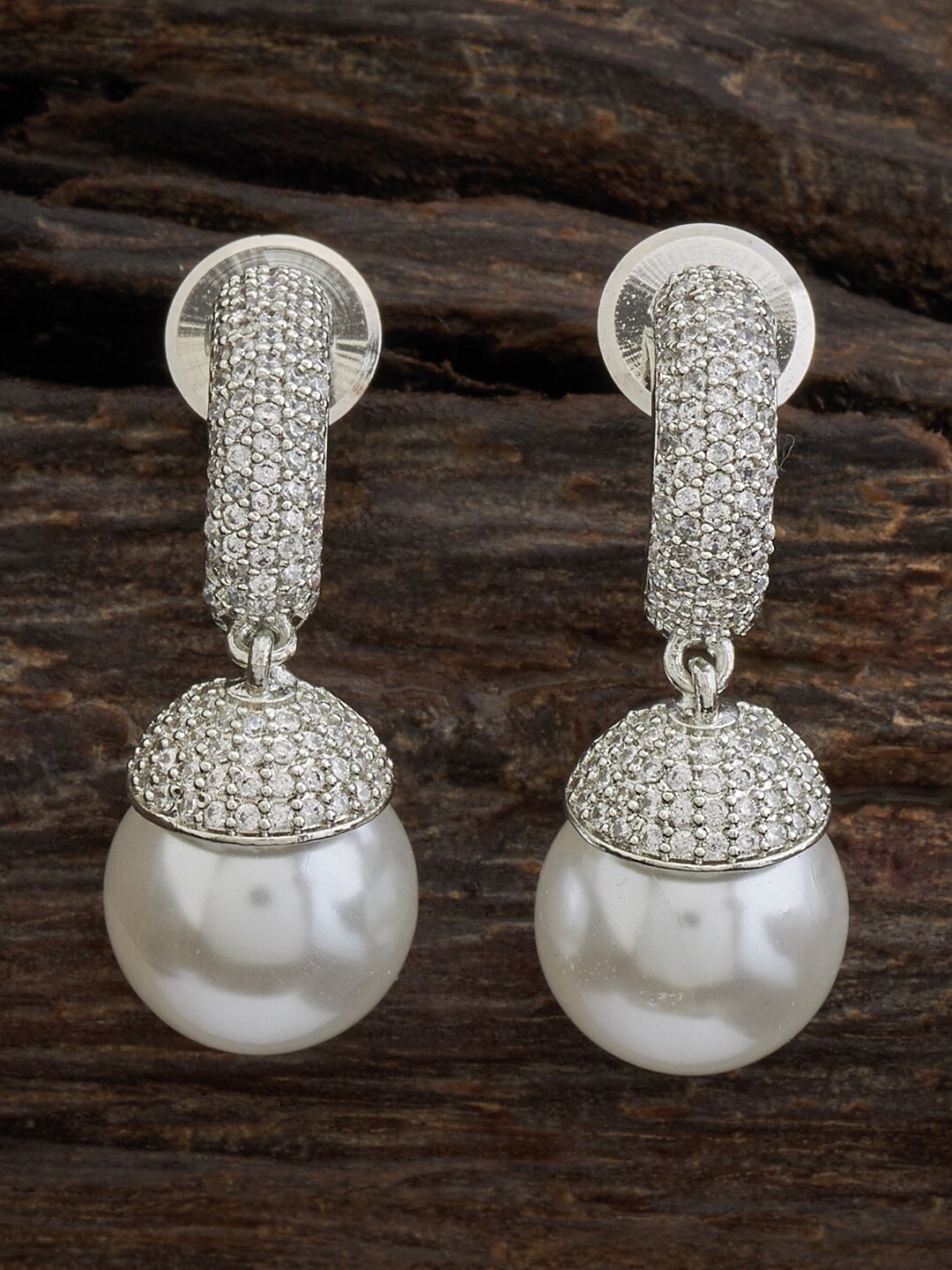 

Kushal's Fashion Jewellery Rhodium-Plated Contemporary Drop Earrings, Silver