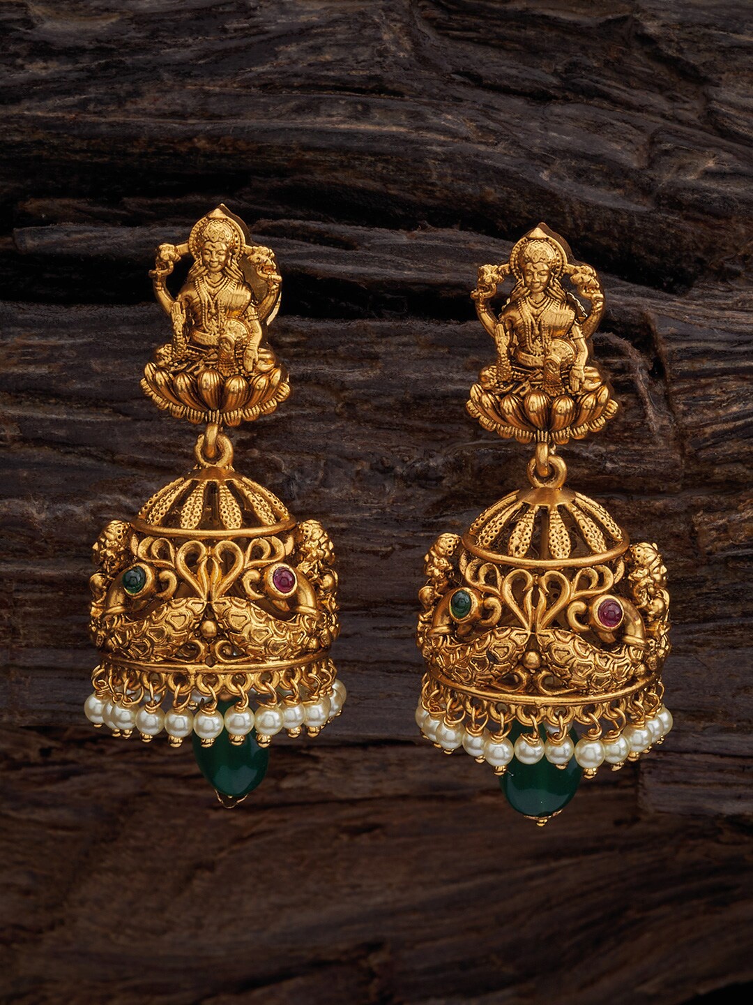 

Kushal's Fashion Jewellery Gold-Plated Classic Temple Jhumkas
