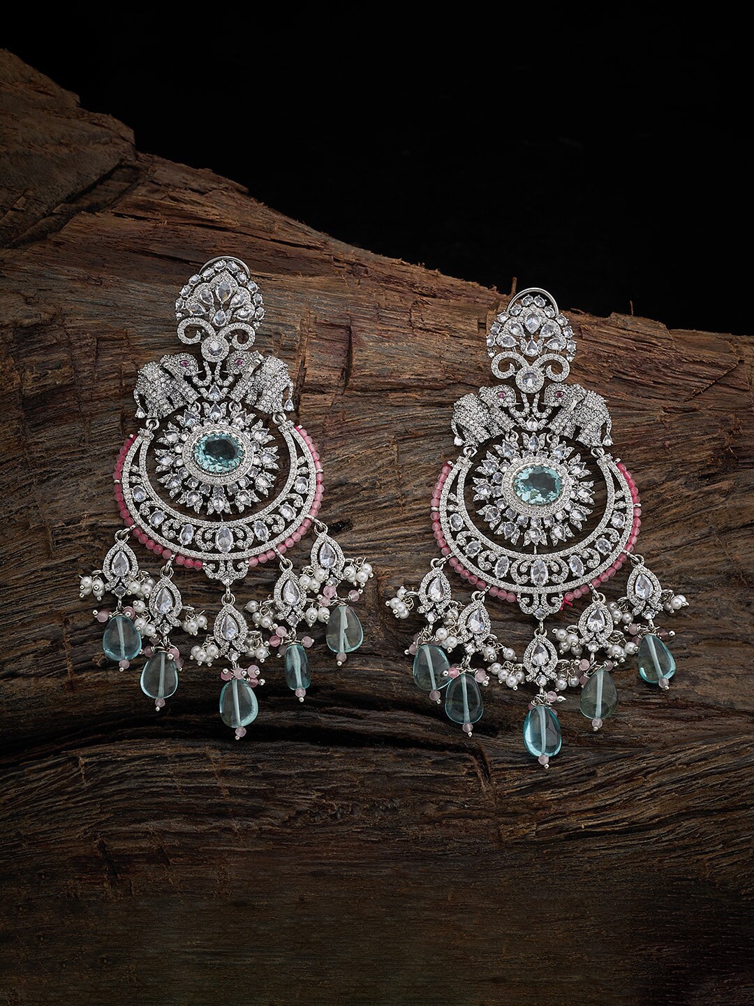 

Kushal's Fashion Jewellery Rhodium-Plated Classic Chandbalis, Silver