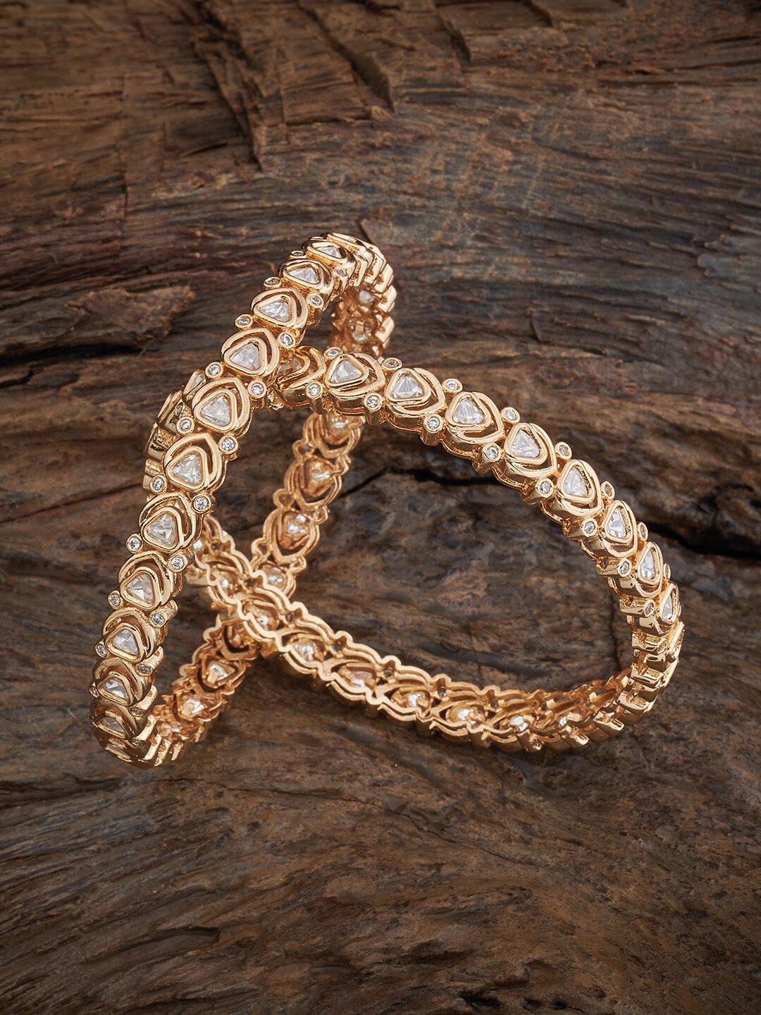

Kushal's Fashion Jewellery Set Of 2 Kundan-Studded Bangles, White