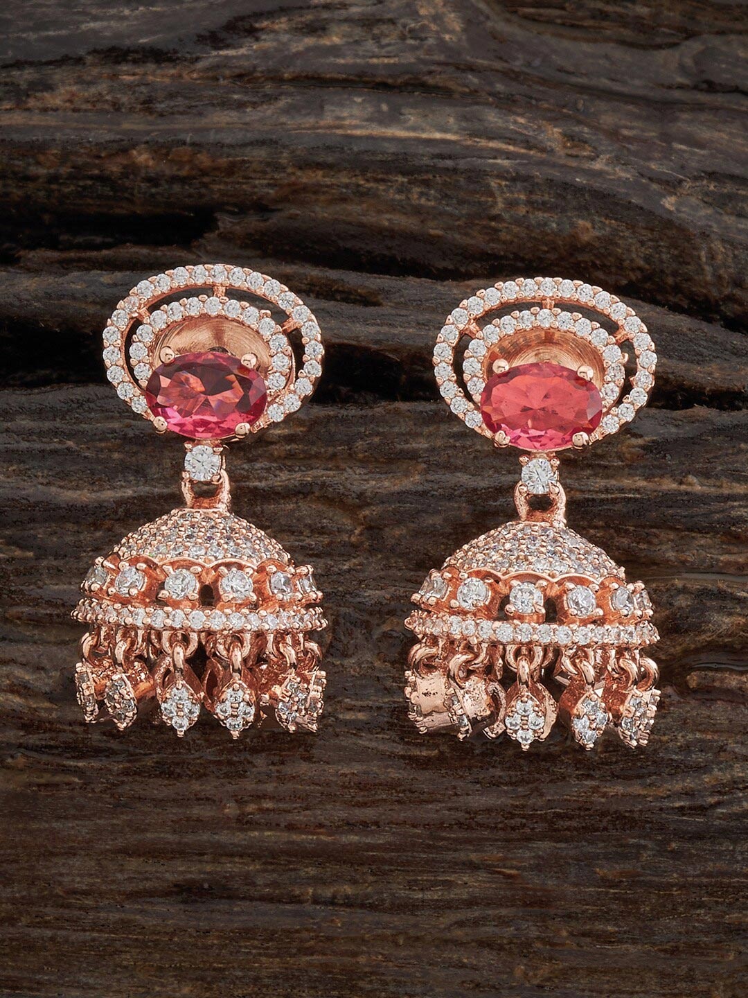 

Kushal's Fashion Jewellery Rose Gold-Plated Dome Shaped Jhumkas