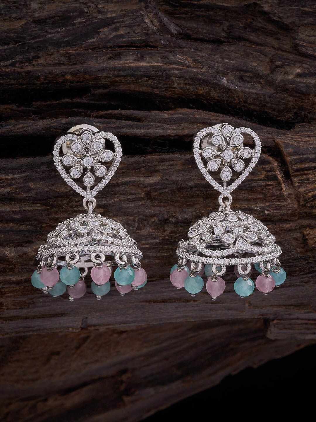 

Kushal's Fashion Jewellery Rhodium-Plated Dome Shaped Jhumkas, Silver