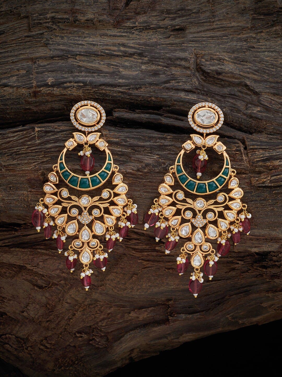 

Kushal's Fashion Jewellery Copper Ruby Chandbalis, Red