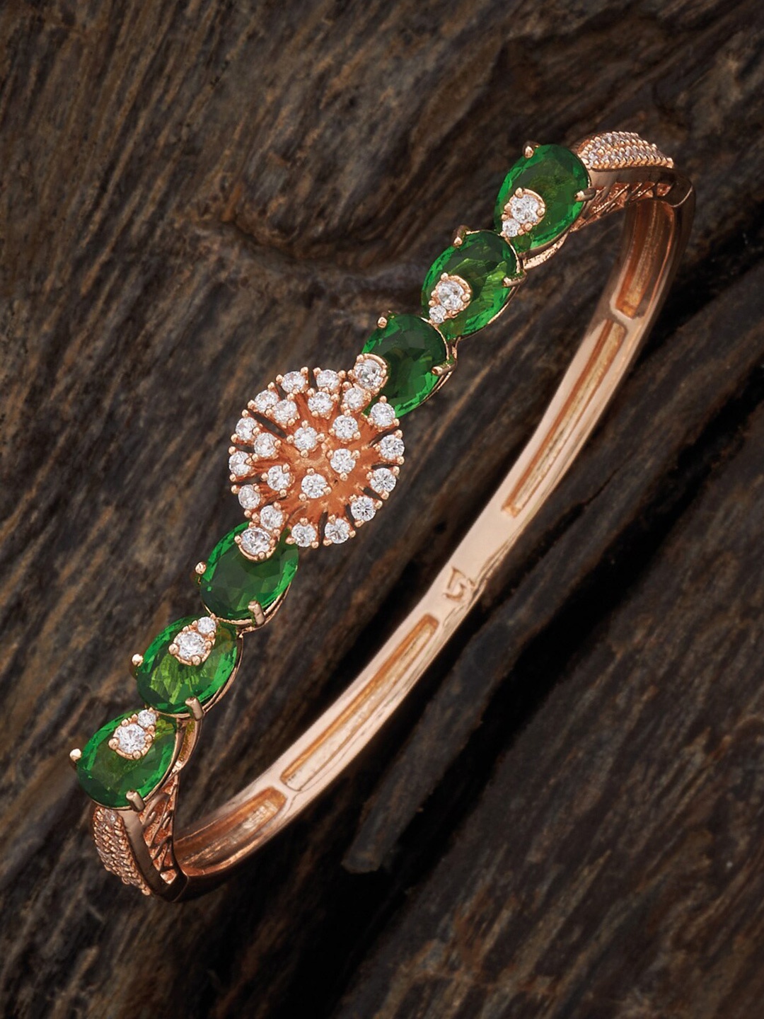 

Kushal's Fashion Jewellery Cubic Zirconia Rose Gold-Plated Cuff Bracelet