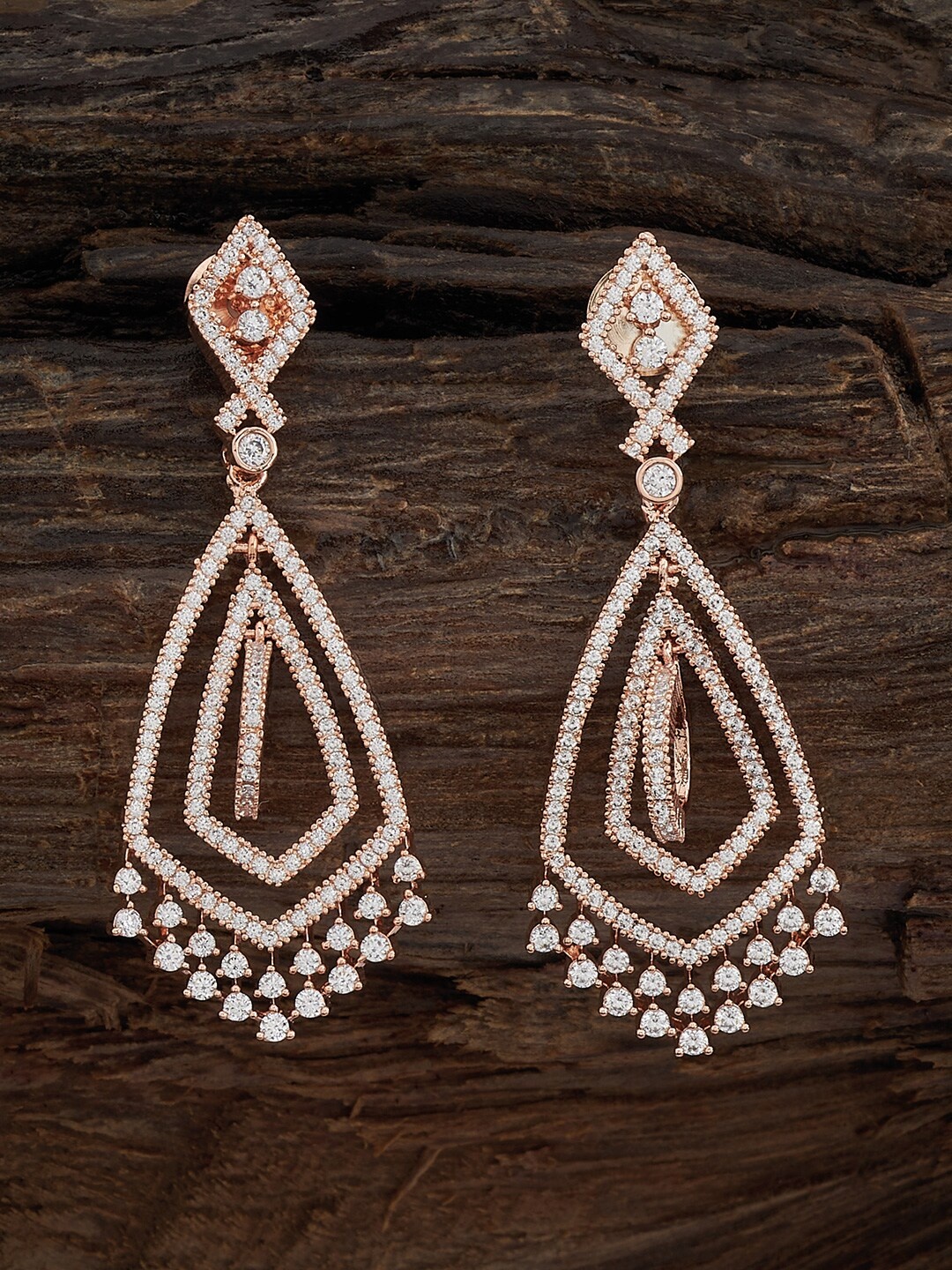 

Kushal's Fashion Jewellery Rose Gold-Plated Classic Drop Earrings, White