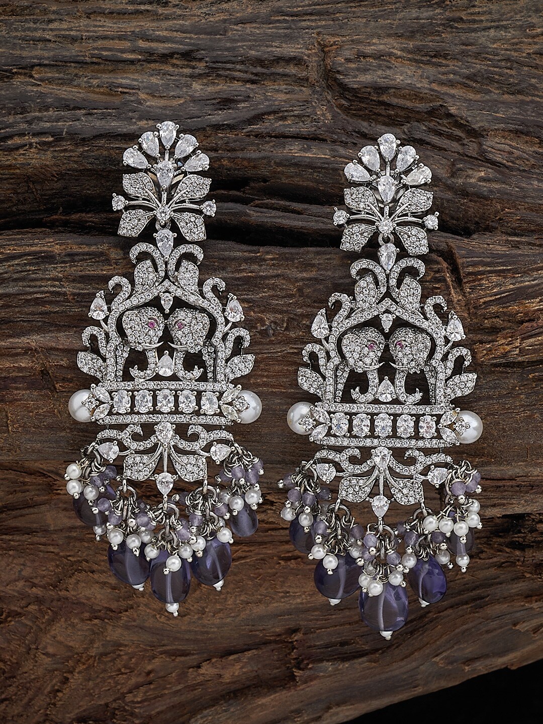 

Kushal's Fashion Jewellery Rhodium-Plated Classic Drop Earrings, Lavender