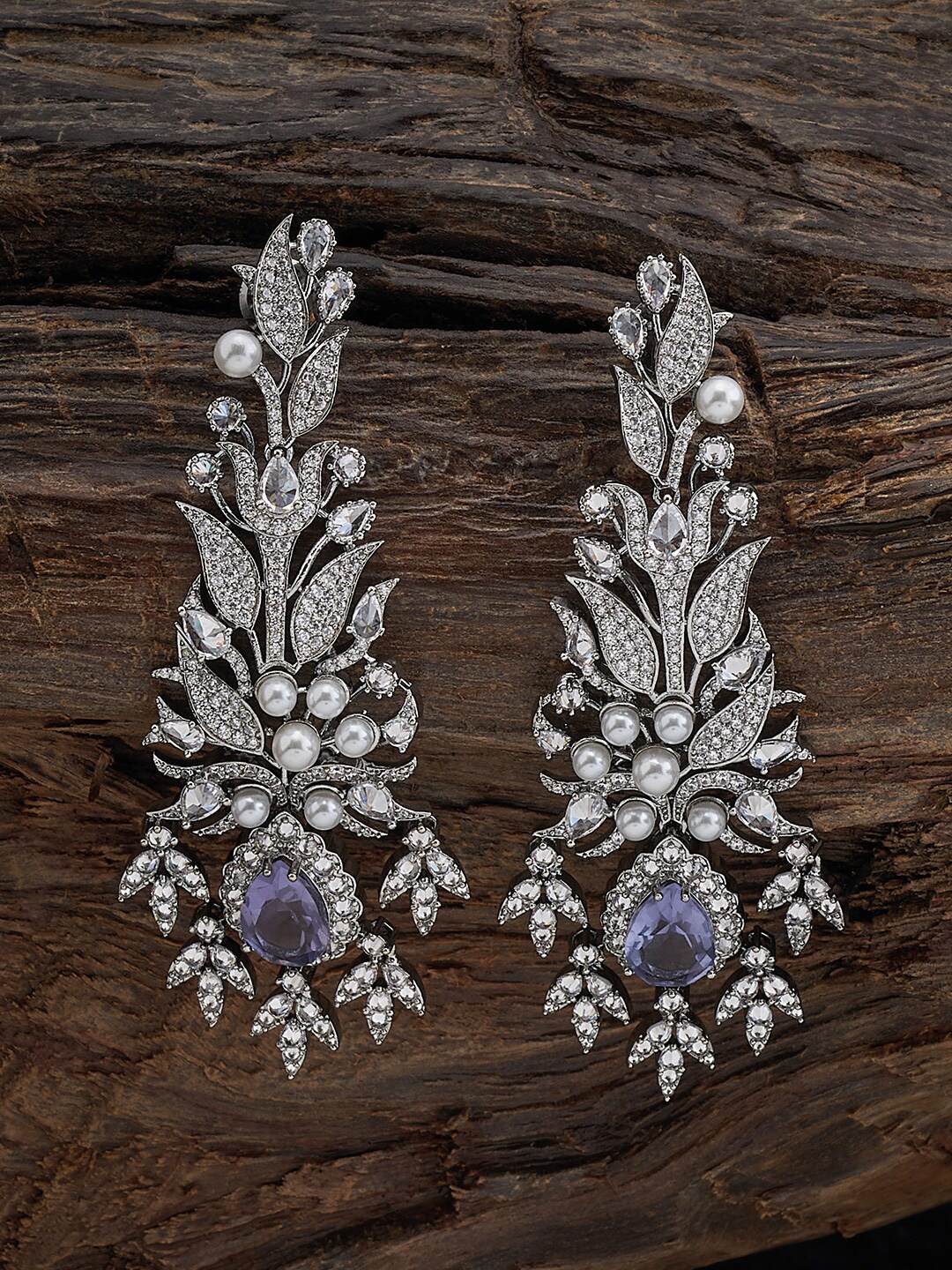 

Kushal's Fashion Jewellery Rhodium-Plated Classic Drop Earrings, Lavender