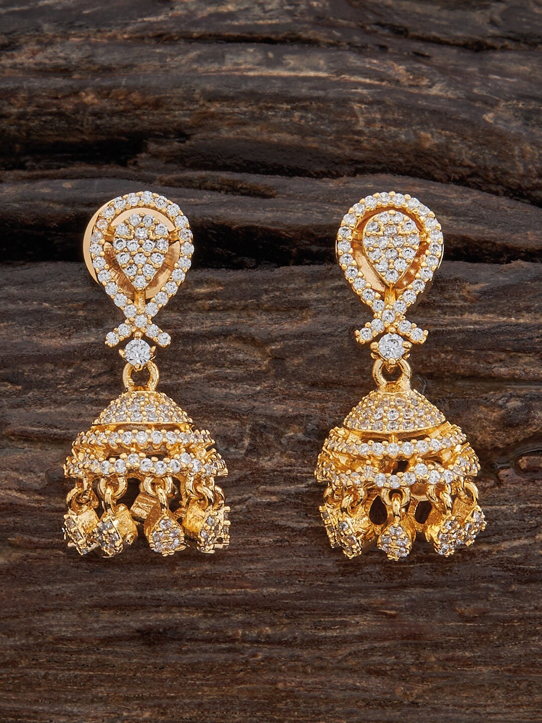 

Kushal's Fashion Jewellery Gold-Plated Dome Shaped Jhumkas, White