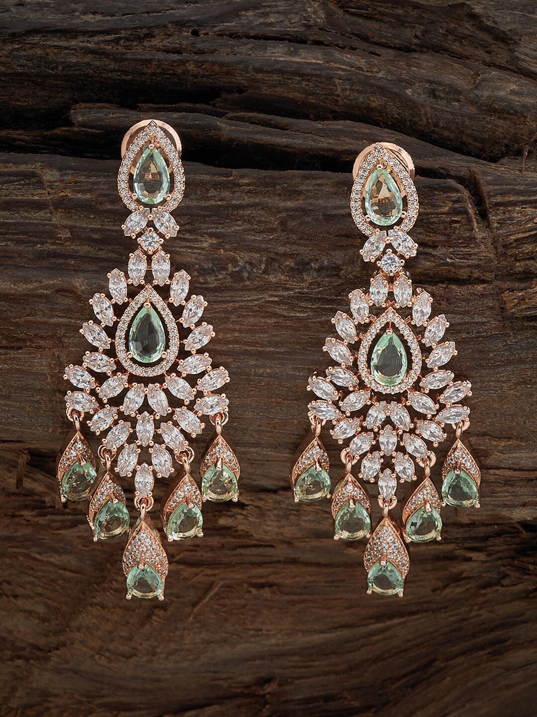 

Kushal's Fashion Jewellery Rose Gold-Plated Cubic Zirconia Studded Classic Drop Earrings