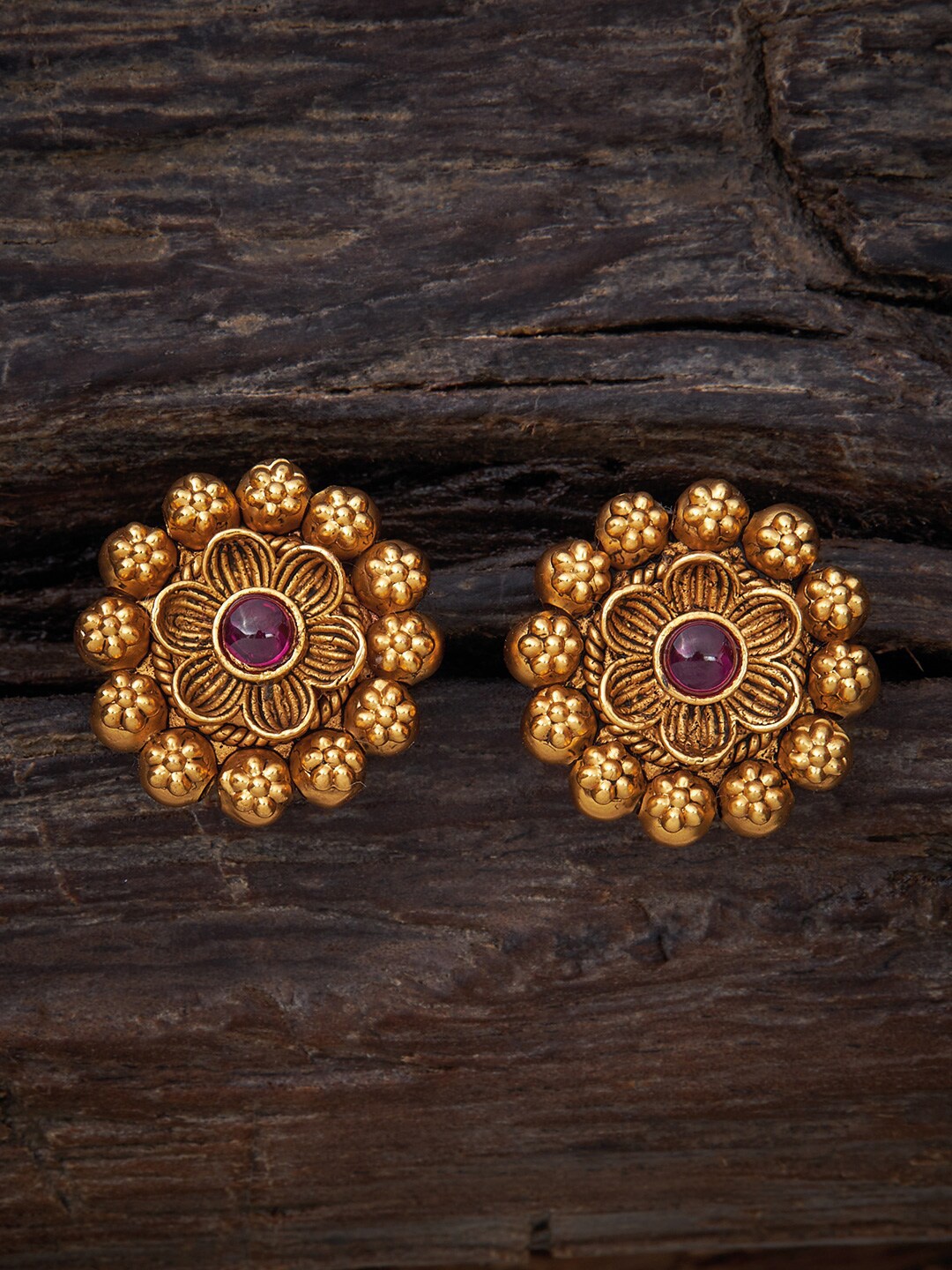 

Kushal's Fashion Jewellery Gold-Plated Stone-Studded Classic Studs Earrings