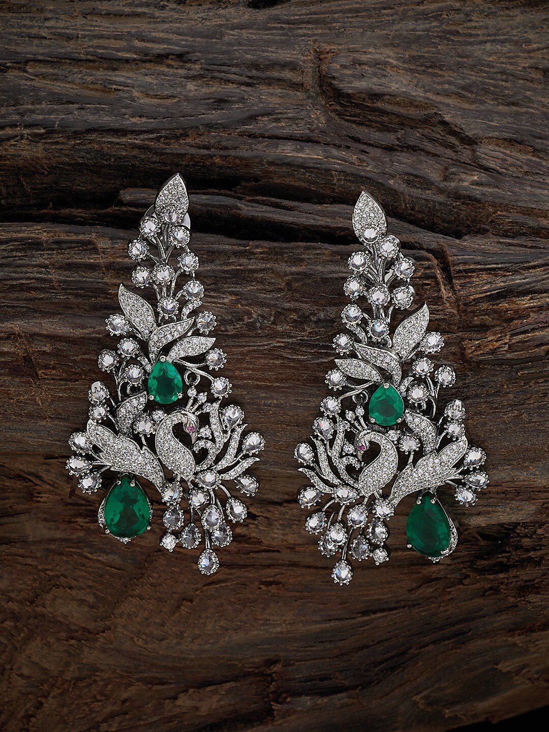 

Kushal's Fashion Jewellery Rhodium-Plated Classic Drop Earrings, Green