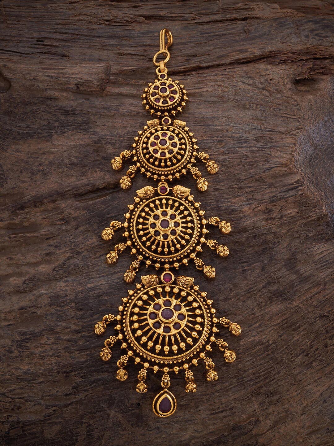 

Kushal's Fashion Jewellery Gold-Plated Stone-Studded Maang Tikka