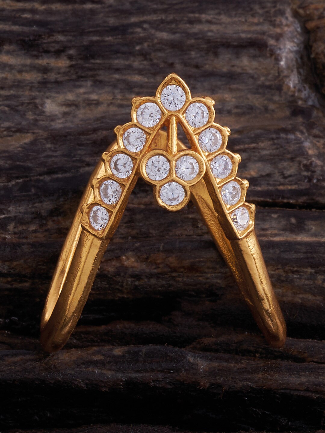 

Kushal's Fashion Jewellery 92.5 Pure Silver Gold Plated Stones Studded Ring