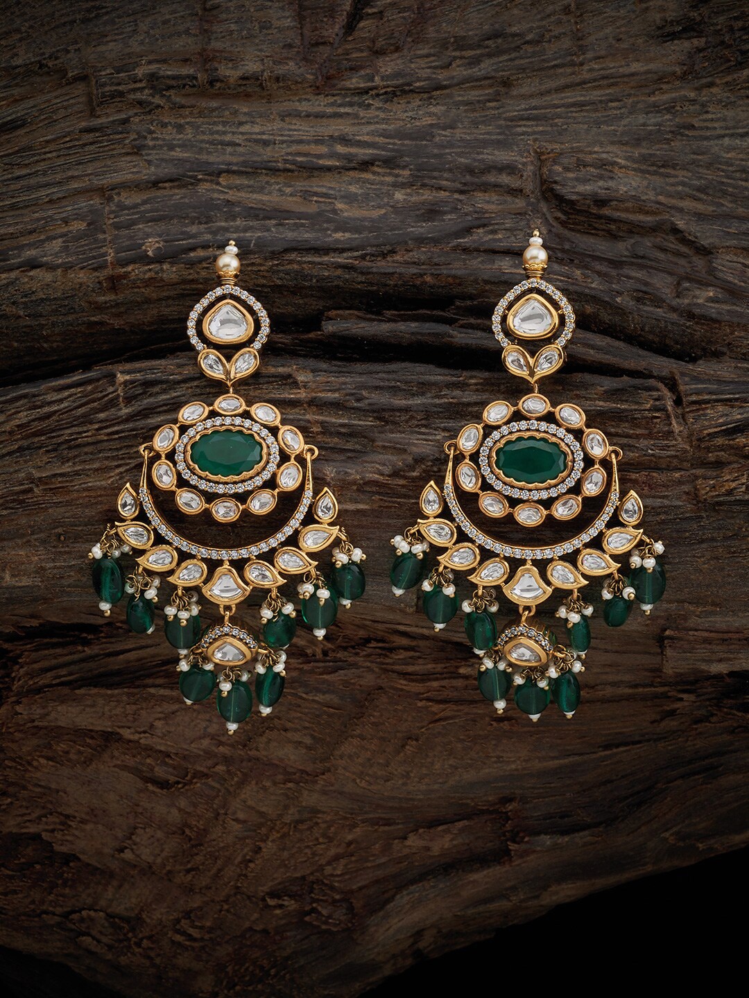 

Kushal's Fashion Jewellery Kundan Classic Chandbali, Green