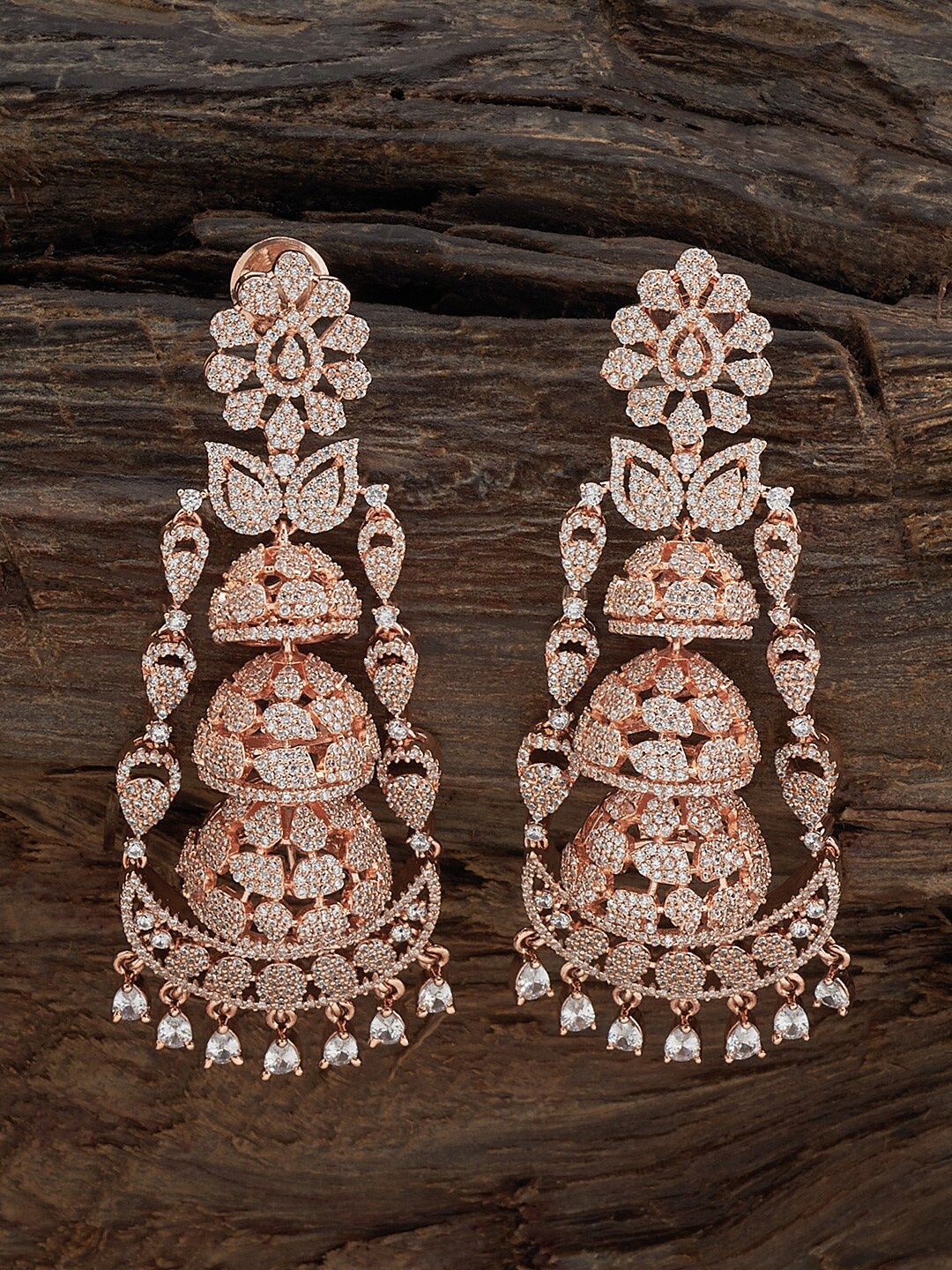 

Kushal's Fashion Jewellery Rose Gold-Plated Drop Earrings, White