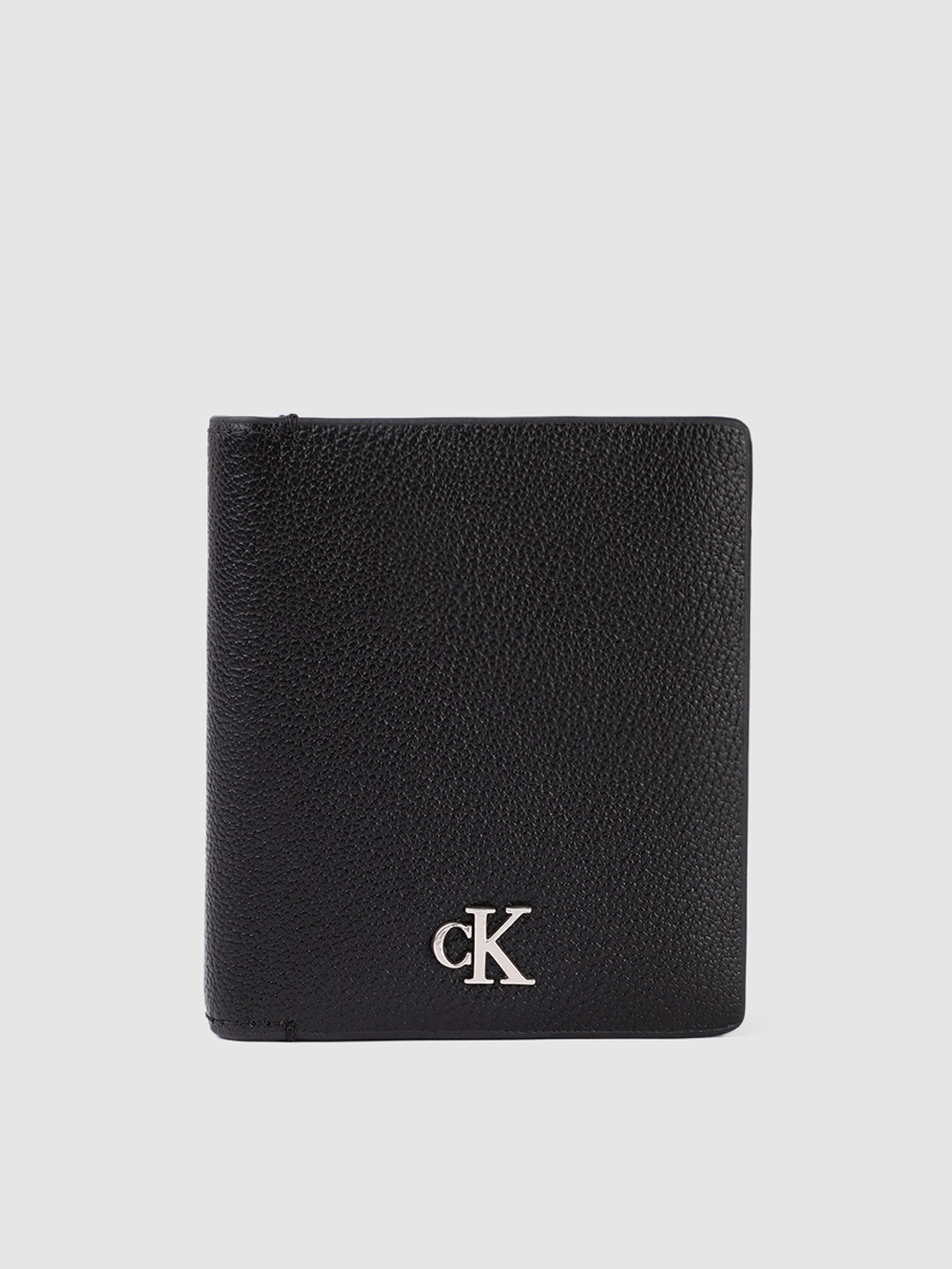 

Calvin Klein Men Abstract Textured Leather Two Fold Wallet With RFID Protection, Black