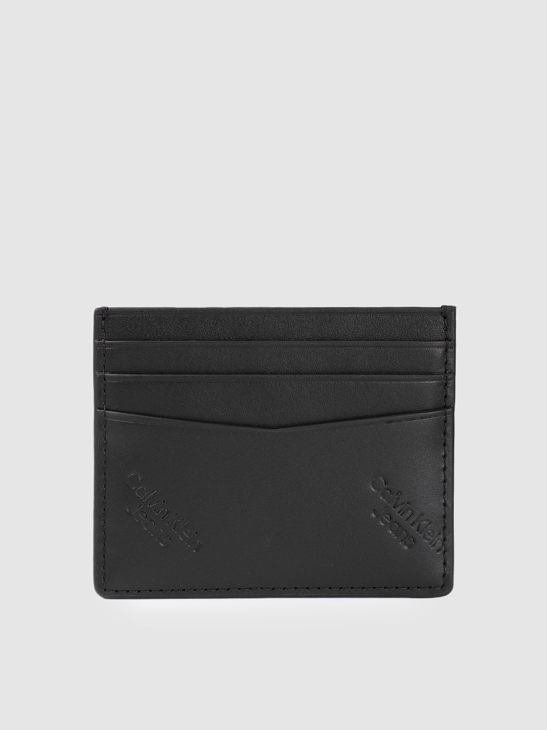 

Calvin Klein Men Brand Logo Debossed Leather Card Holder, Black