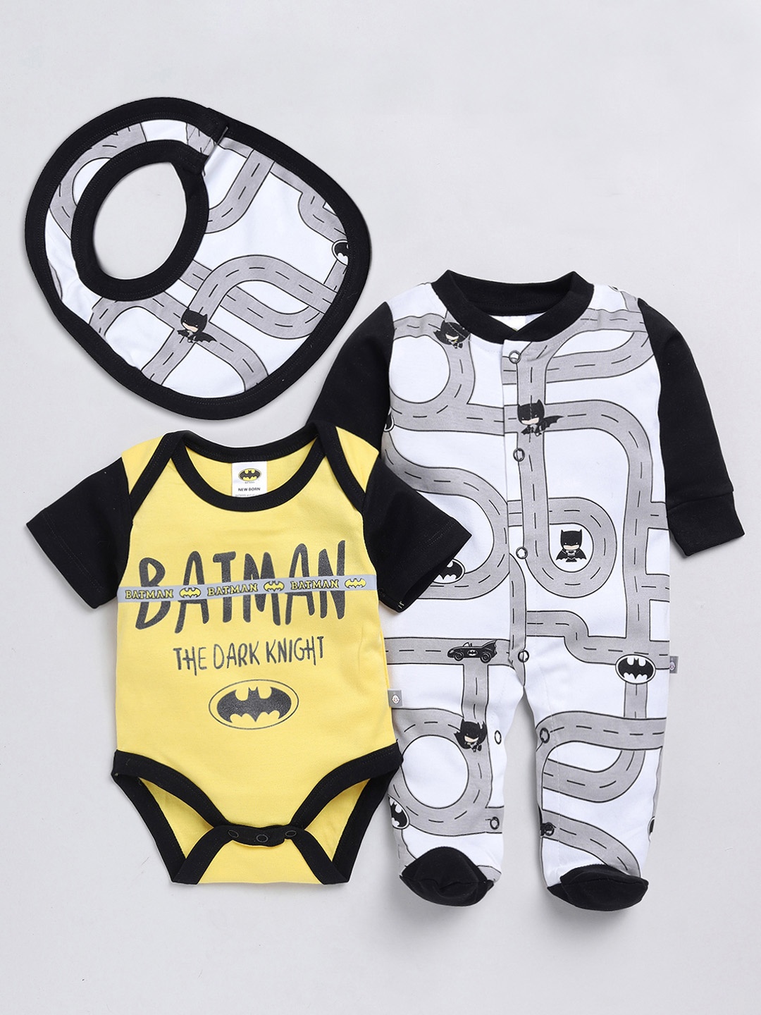 

Moms Love Infants Boys Pack Of 2 Printed Bodysuit & Sleepsuit With Bib, Black