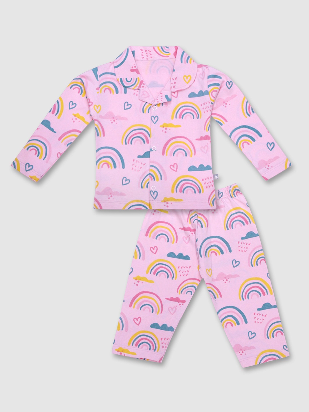 

Moms Love Infants Girls Printed Pure Cotton Nightsuit, Pink