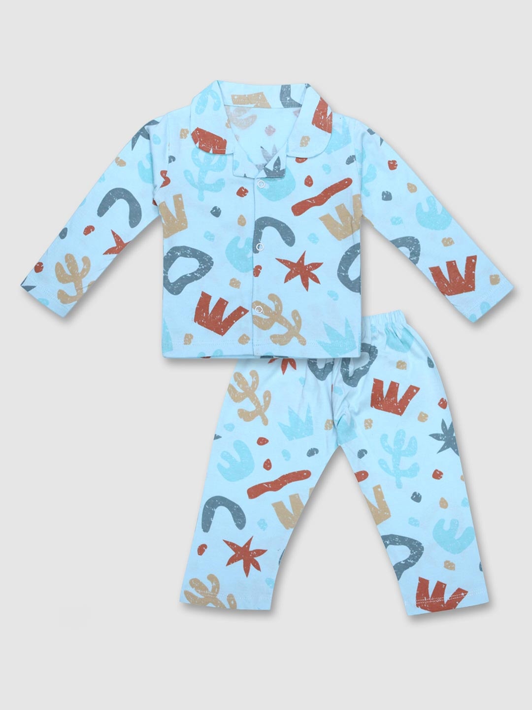 

Moms Love Kids Conversational Printed Pure Cotton Night suit, Blue