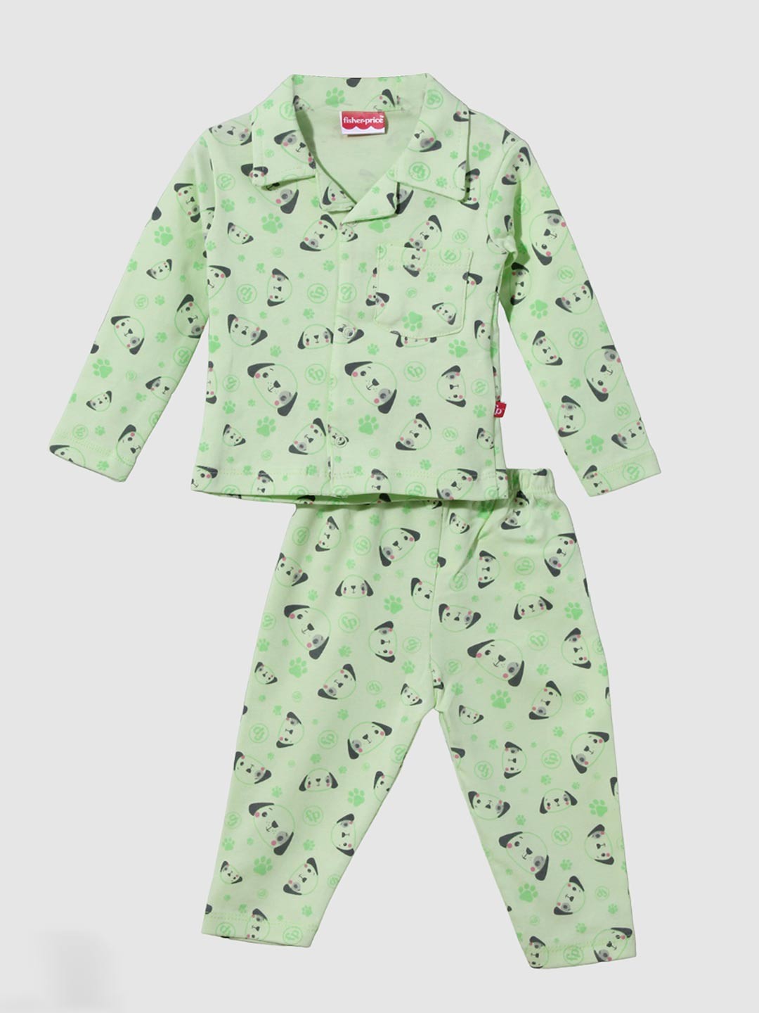 

Moms Love Boys Conversational Printed Pure Cotton Night suit, Green