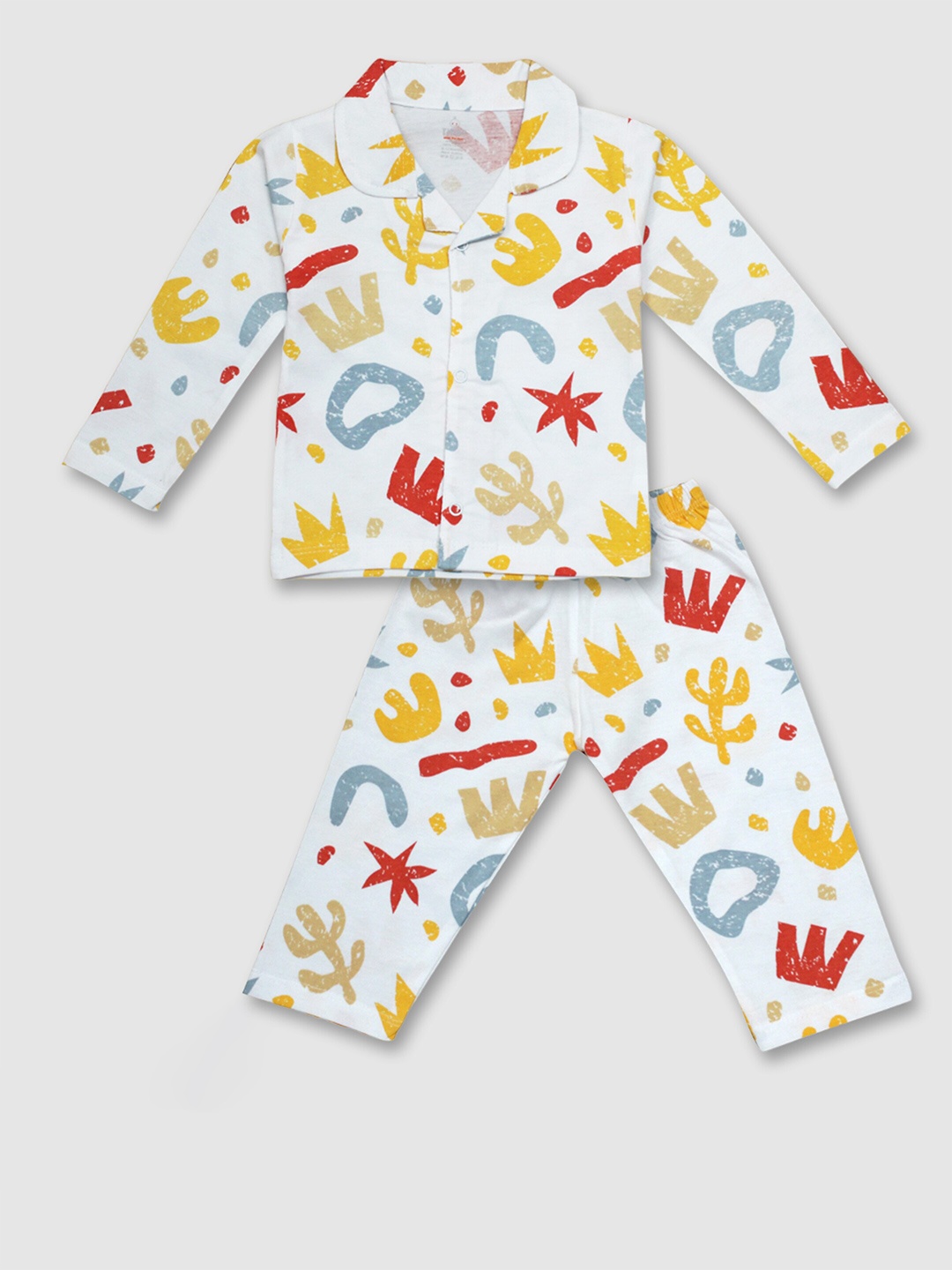 

Moms Love Kids Conversational Printed Pure Cotton Night Suit, White
